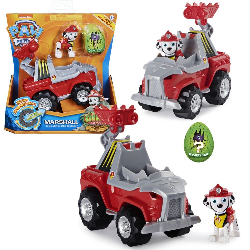 PAW PATROL Spielzeug-Auto Dino Rescue Einsatzfahrzeug mit Spielfigur Paw Patrol Marshall
