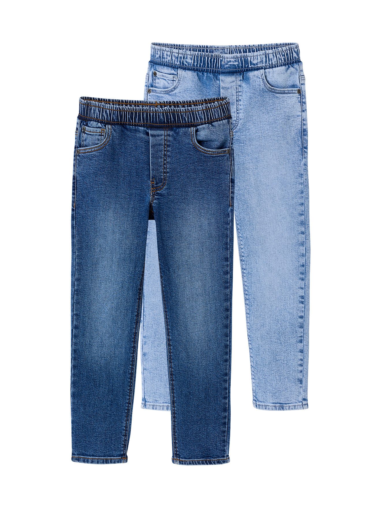 vertbaudet Slim-fit-Jeans Jungen Slim-Jeans mit verstellbarem Dehnbund BASIC 2er-Pack