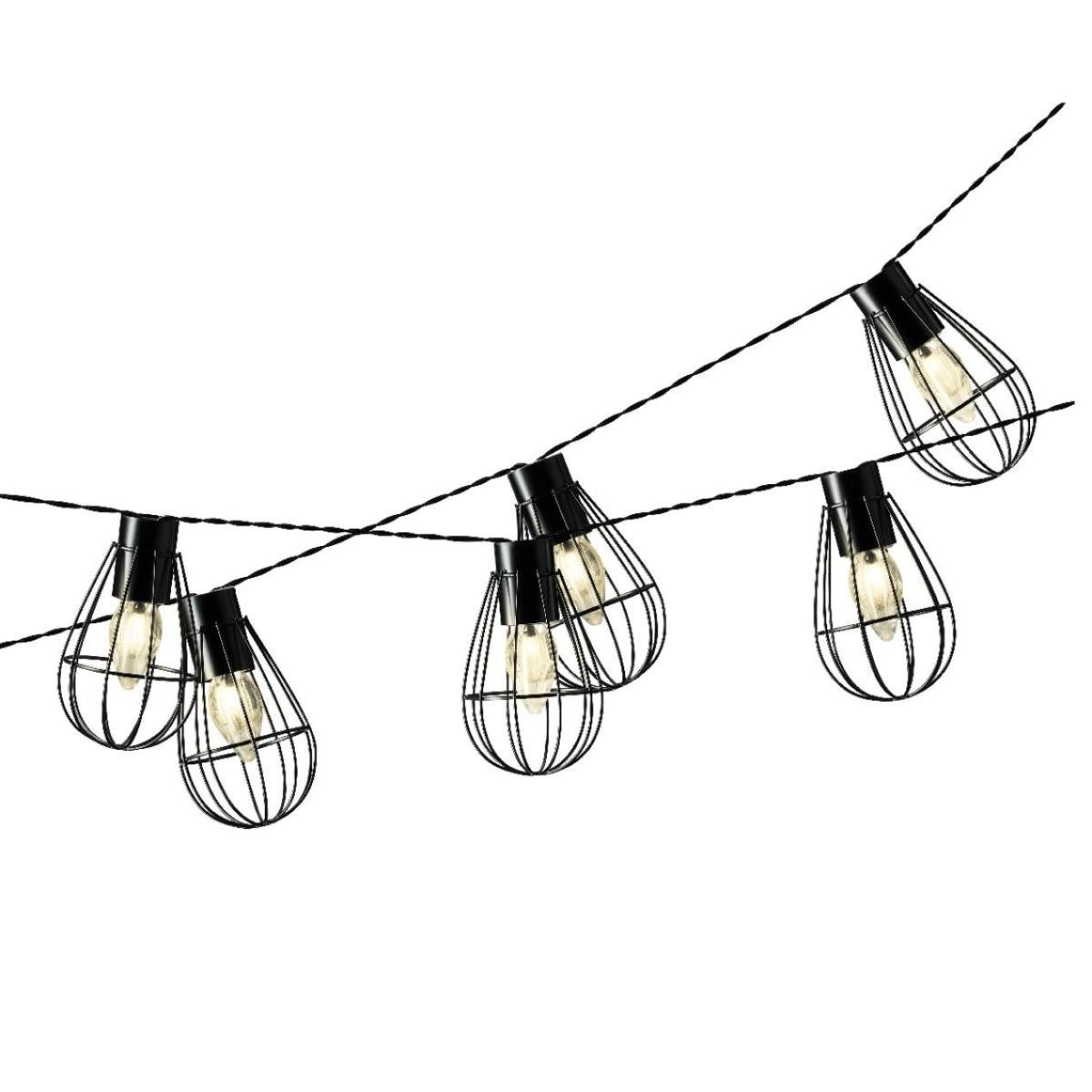 MARELIDA LED-Lichterkette LED Solar Gitter Lichterkette INDUSTRIAL 8 Gitterlampen schwarz, 8-flammig