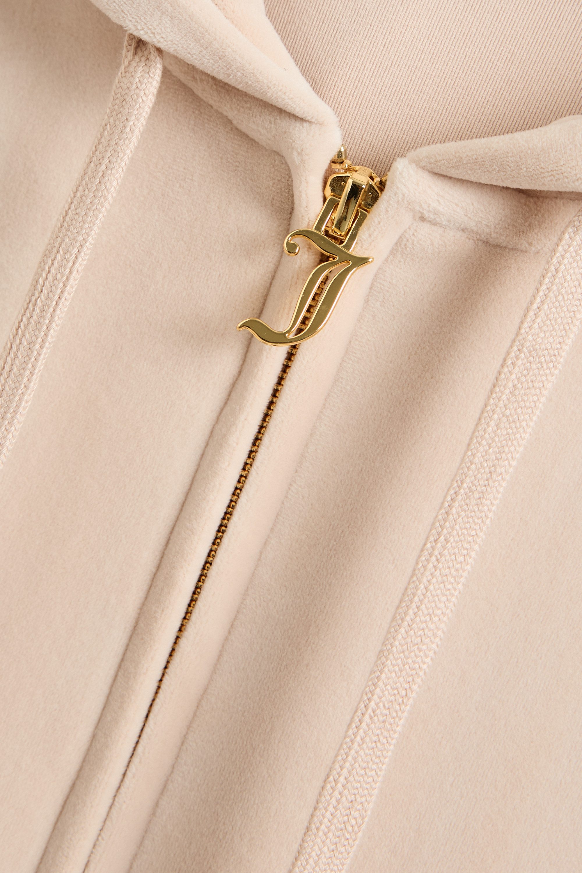 Juicy Couture Kapuzennickijacke ROBERTSON HOODIE GOLD _ Damen Trainingsjacke Damen, Sweatjacke mit Kapuze, Velour, mit Glitzer, Sale