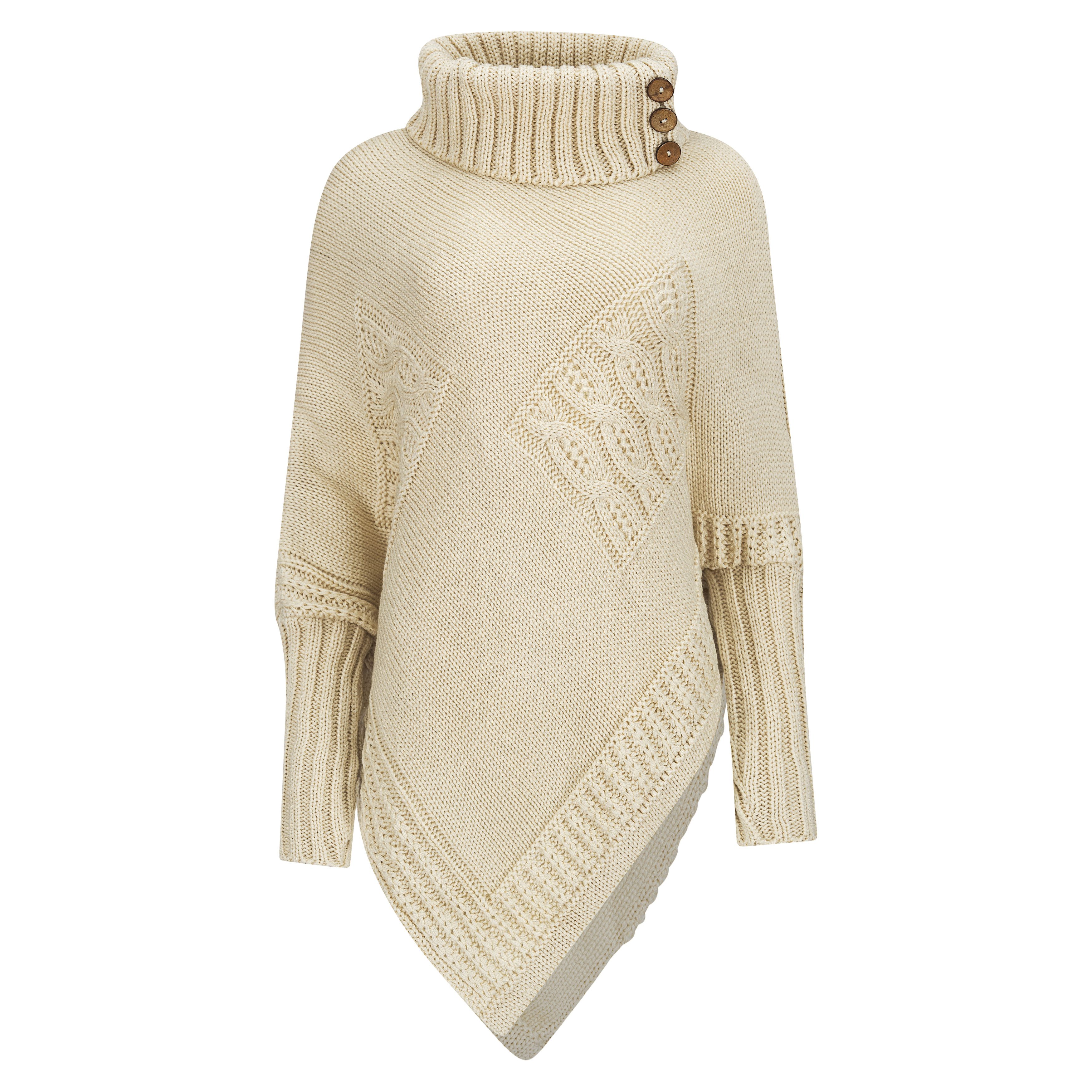 Mississhop Strickponcho Poncho Strick Sweatshirt Pullover Umhang Überwurf günstig online kaufen