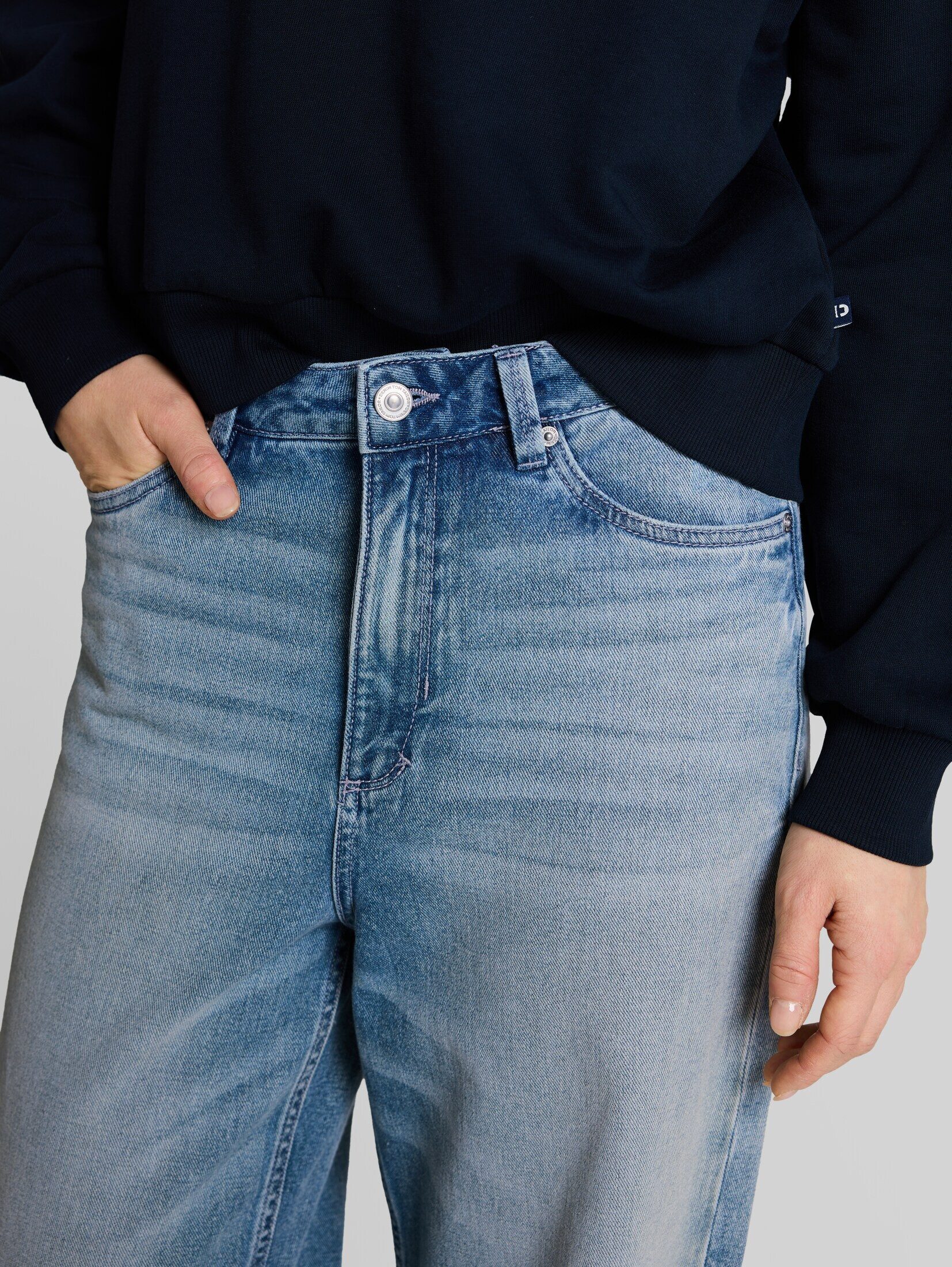 TOM TAILOR Denim Weite Jeans Jeanshosen TTLINOU WIDE Jeans mit Turn-Up – Bild 5 von 5