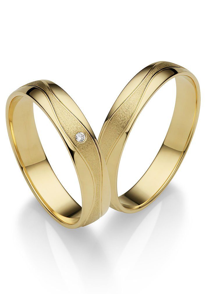 Firetti Trauring Schmuck Geschenk Gold 375 Hochzeit Ehering "LIEBE", Made in Germany, wahlweise mit oder ohne Brillant