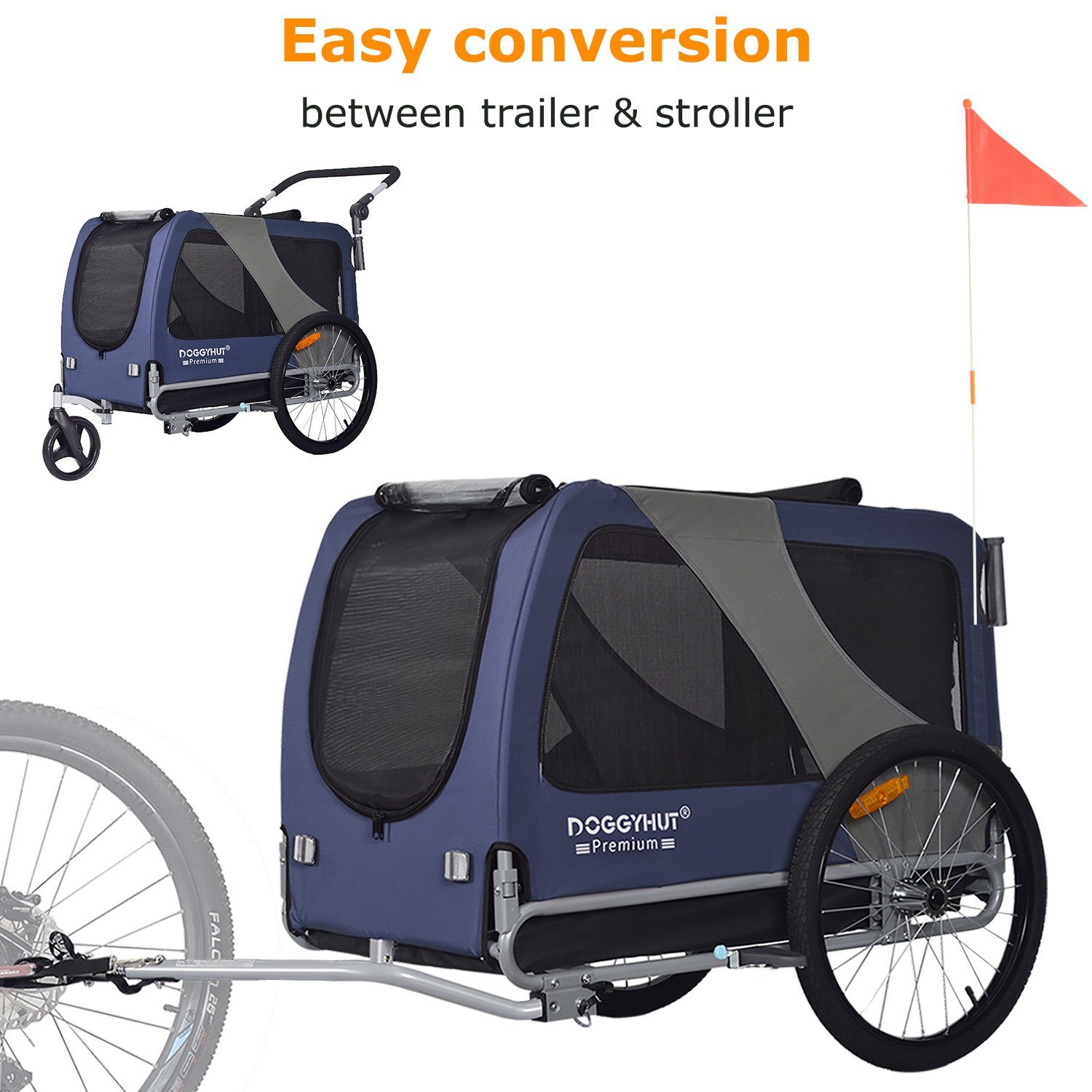 TIGGO Fahrradhundeanhänger DOGGYHUT® XL Hundefahrradanhänger & Jogger Fahrradanhänger, Geeignet für große Hunde - Maximale Schulterhöhe des Hundes: 60 cm