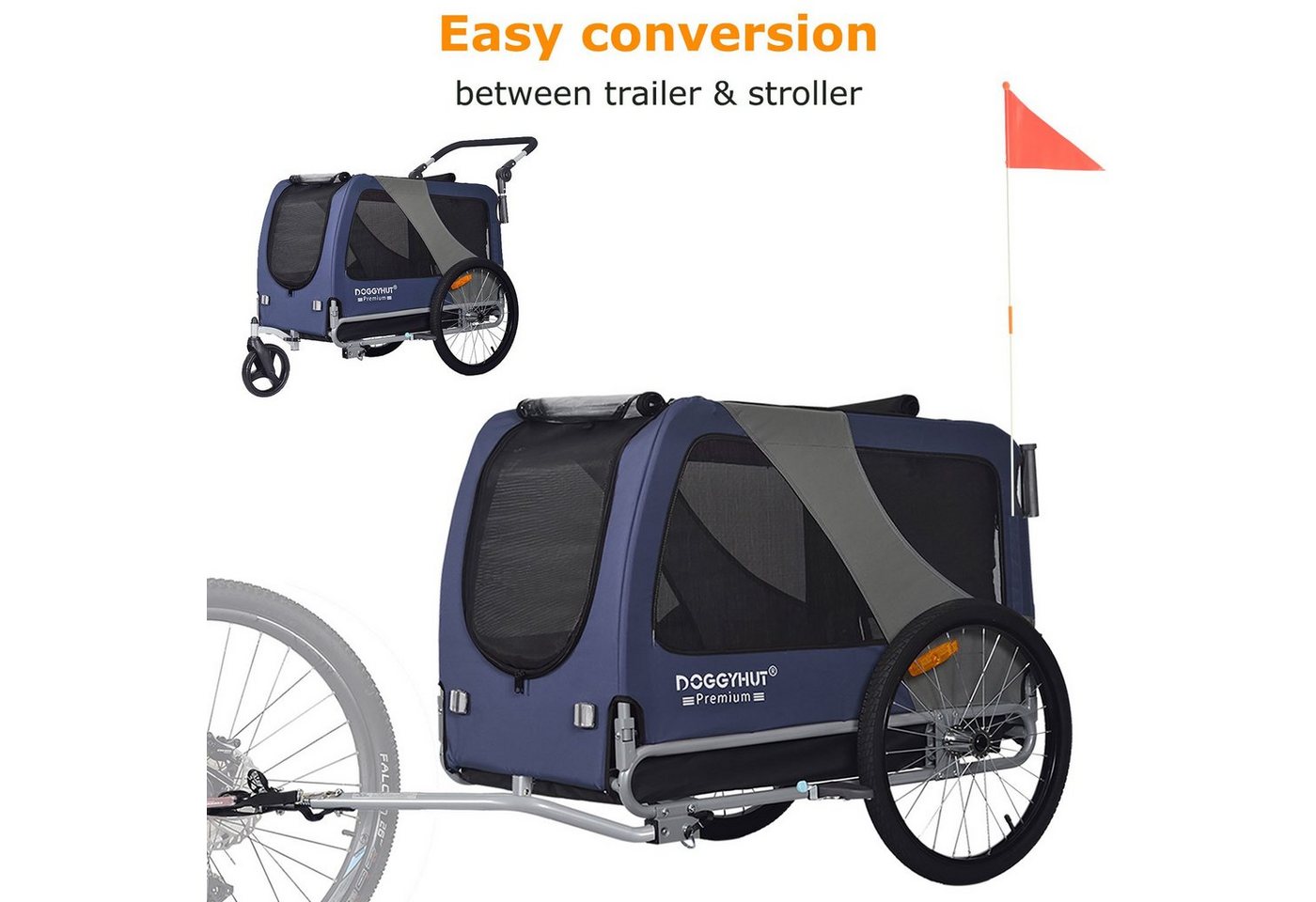 Thumbnail - TIGGO Fahrradhundeanhänger DOGGYHUT® XL Hundefahrradanhänger & Jogger Fahrradanhänger, Geeignet für große Hunde - Maxima...