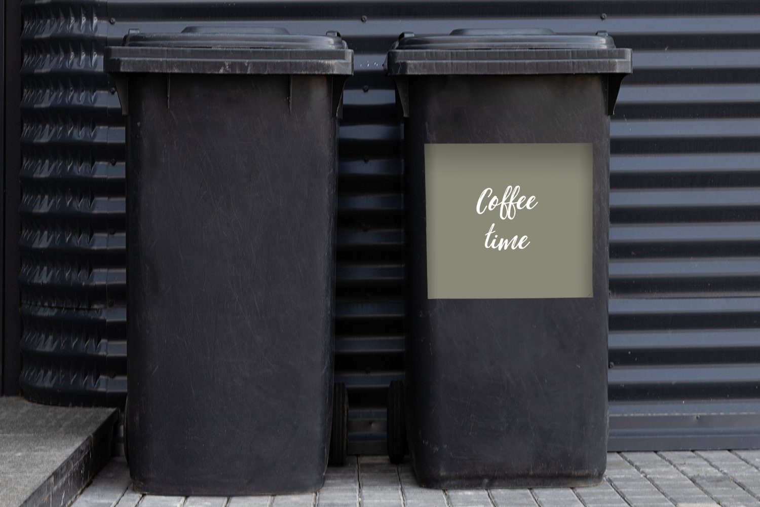 Kaffee Sprichwörter Container, (1 MuchoWow - Kaffeezeit Abfalbehälter Sticker, Wandsticker St), Mülleimer-aufkleber, - Mülltonne,