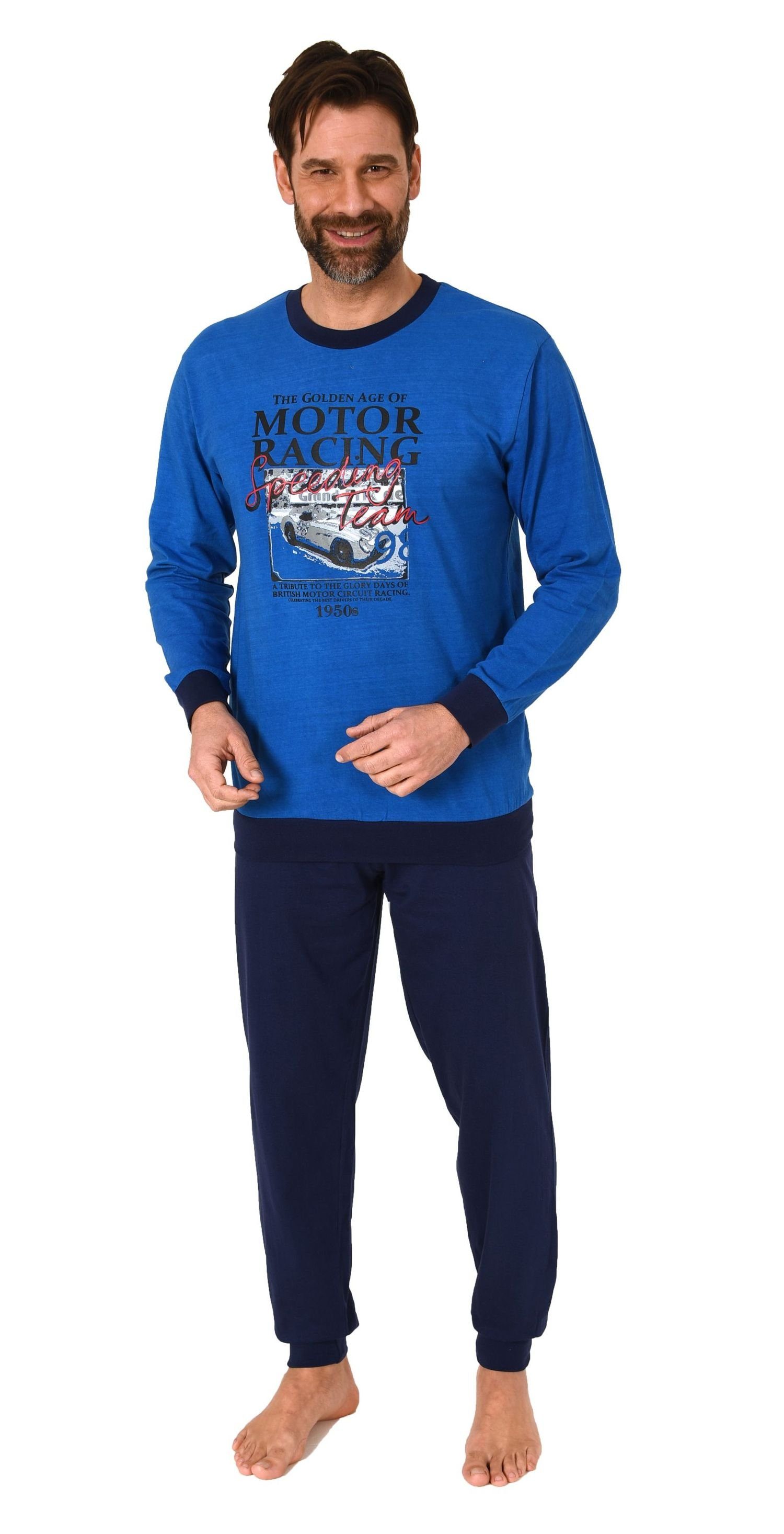 Normann Pyjama Herren langarm Schlafanzug mit Bündchen Pyjama in tollen Far günstig online kaufen