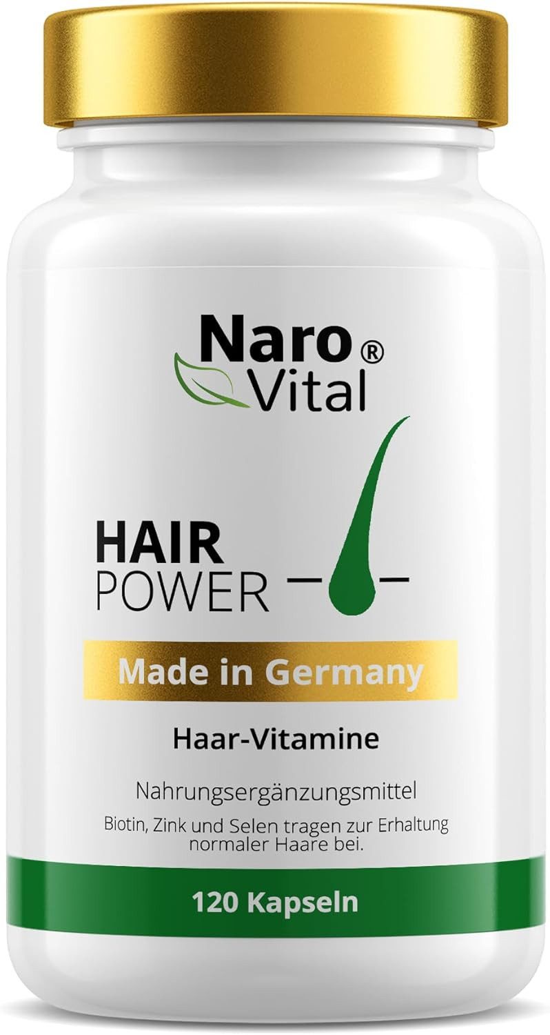 NaroVital Haar Vitamine - Mit Biotin, Zink & Selen für Männer & Frauen - 120 Kapseln, 120 St.