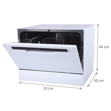 homeX Tischgeschirrspüler, GST6AE-W, 6 Maßgedecke, Mini Spülmaschine für kleine Küchen, Geschirrspüler klein, 6 Programme