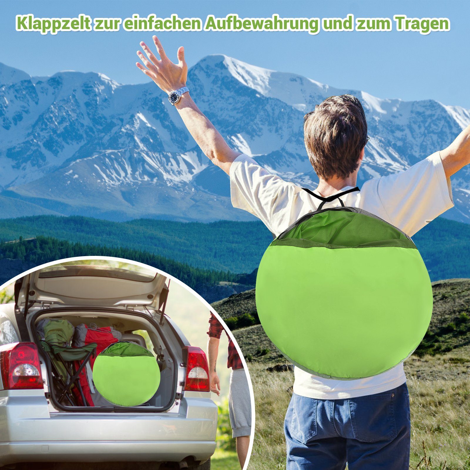 COSTWAY Strandmuschel Pop Up Strandzelt, Personen: 4, mit Tragetasche, Sandtaschen