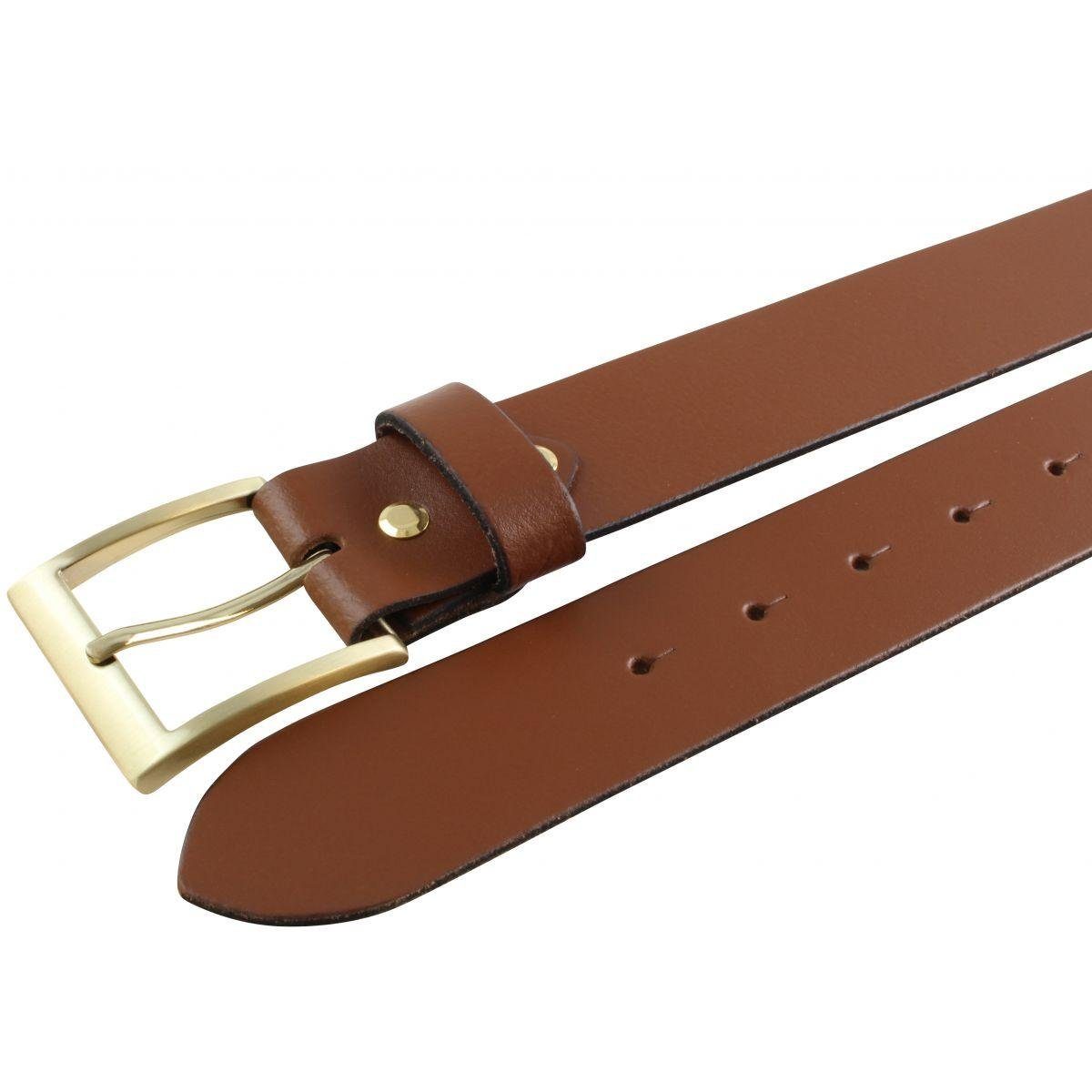 BELTINGER Ledergürtel Gürtel mit goldener Gürtelschnalle Jeans-Gürtel - Gold 4 Rot, 40mm cm goldfarben