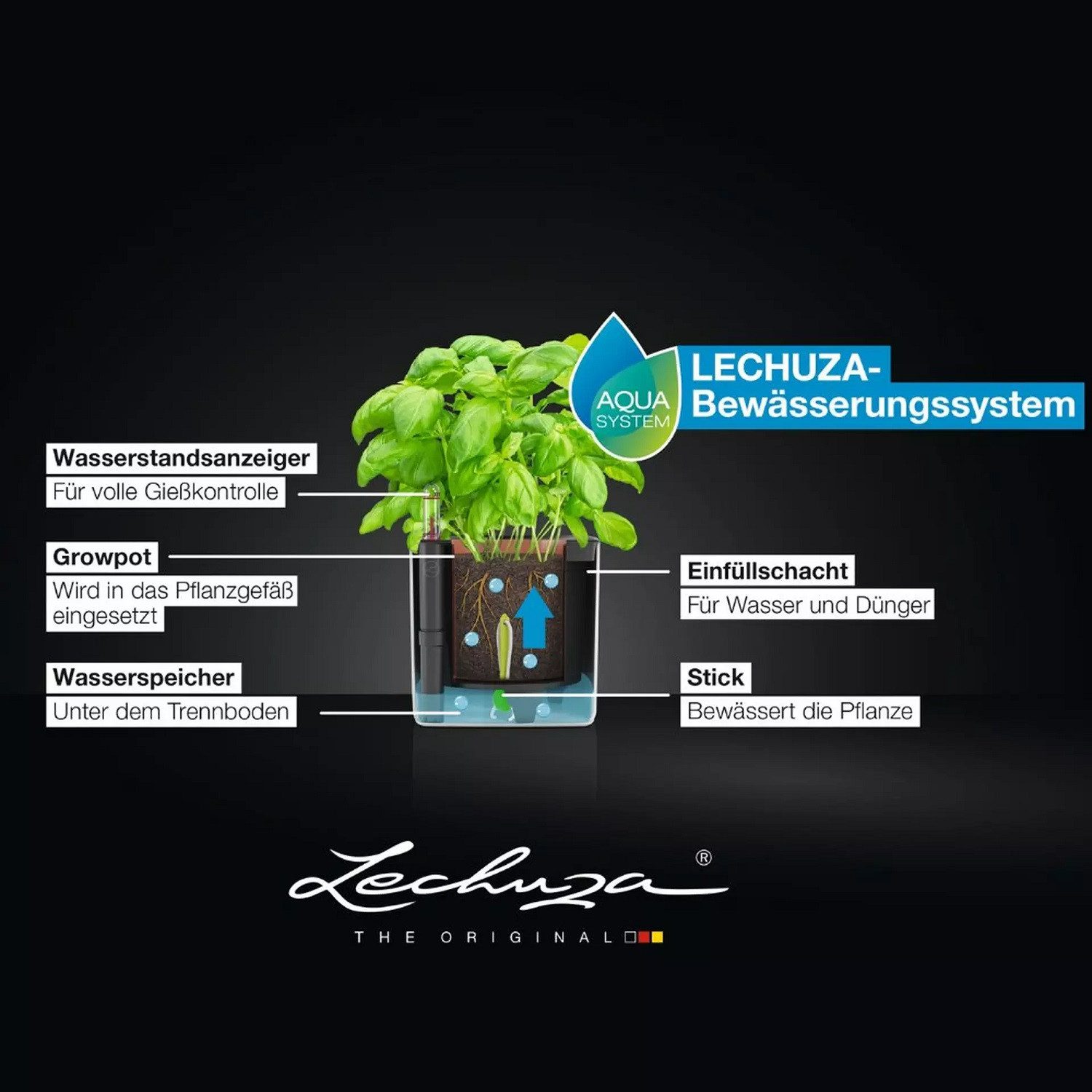 Lechuza® Kräutertopf Cube Premium 14 basaltgrau matt