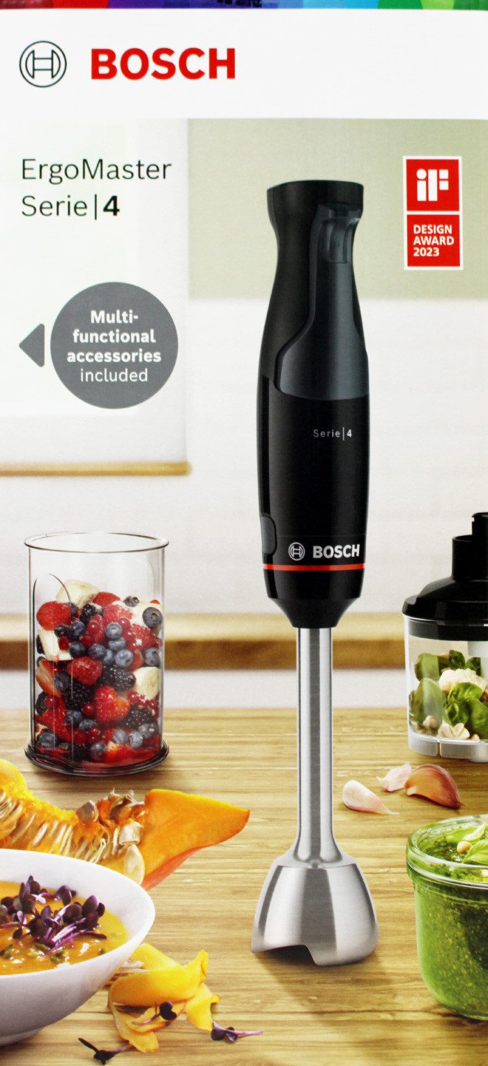BOSCH Stabmixer Bosch MSM4W221 Serie4 ErgoMaster Stabmixer-Set 600W Piano black
