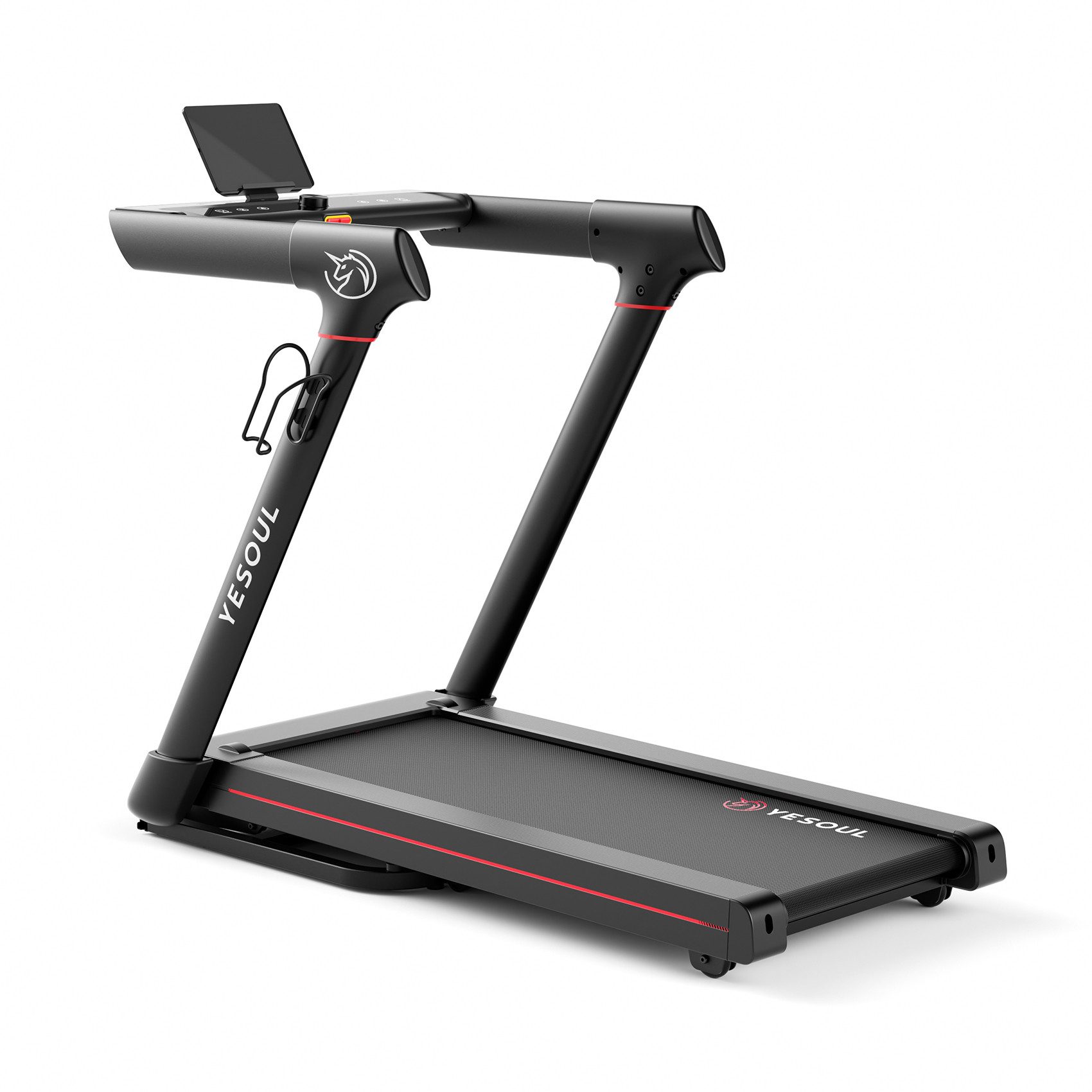 yesoul Laufband T3 Pro klappbar für zu Hause, 14 km/h, 10 % automatische Steigung, App (Tablet-/Handyhalter, Flaschenhalter, Sicherheitsschlüssel, Silikonöl), Gelenkschonend, platzsparend klappbar, leicht beweglich und bedienbar