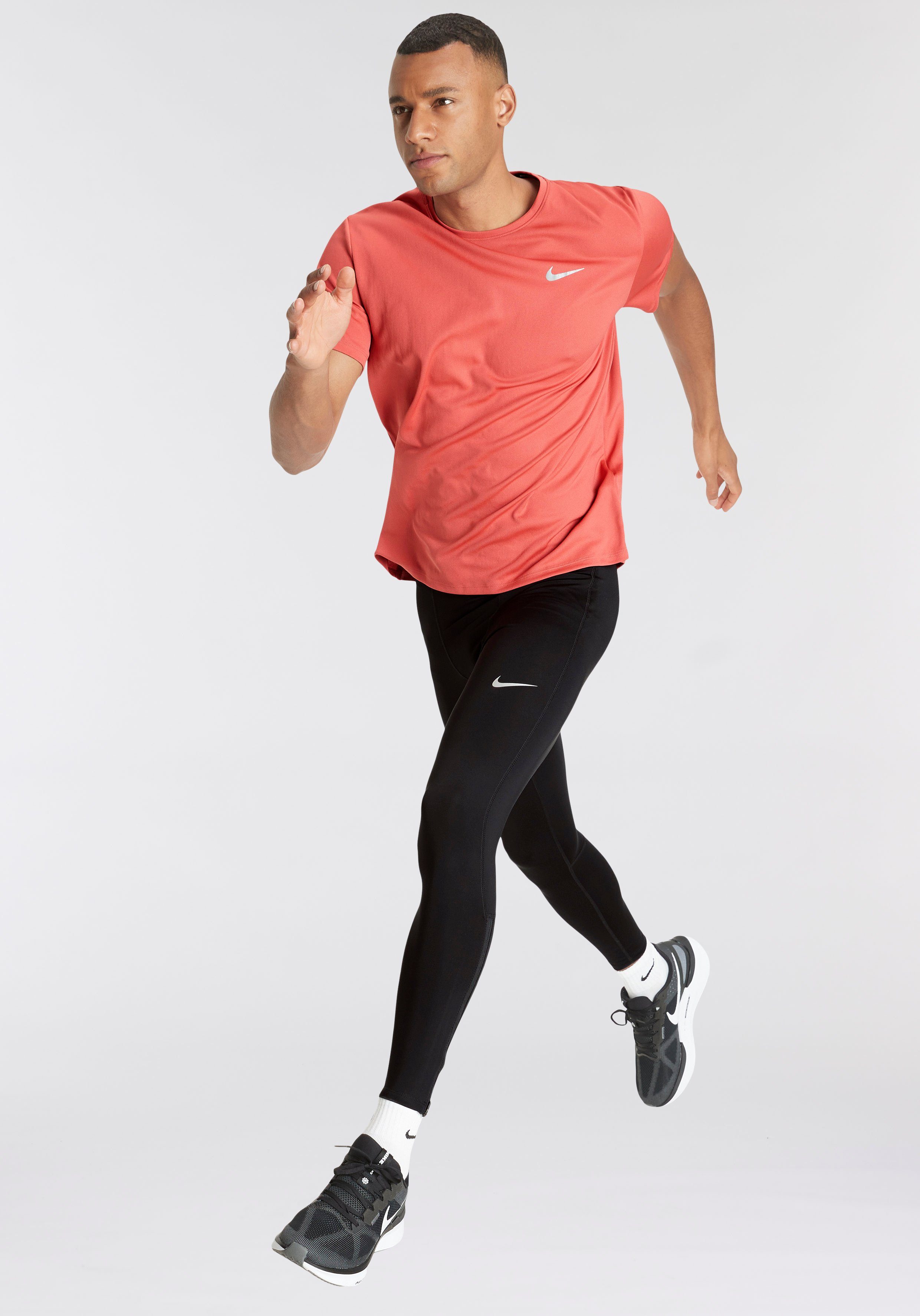 Nike Laufshirt DRI-FIT UV MILER SILV SHORT-SLEEVE TOP RUNNING ADOBE/REFLECTIVE MEN'S