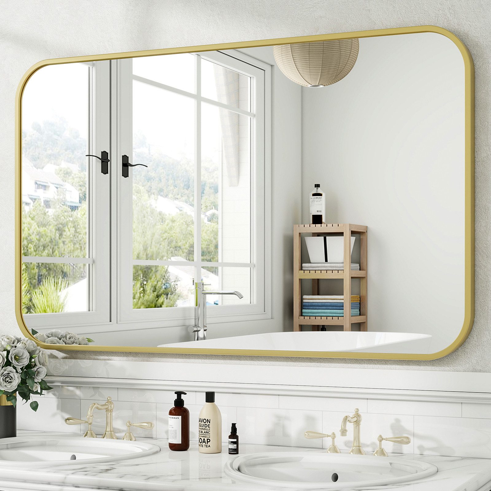 BEAUTYPEAK Wandspiegel Rechteckiger Spiegel mit abgerundeten Ecken