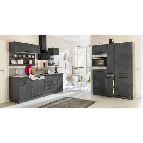 HELD MÖBEL Küchenzeile Tulsa, ohne E-Geräte, Breite 380 cm, schwarze Metallgriffe, MDF Fronten
