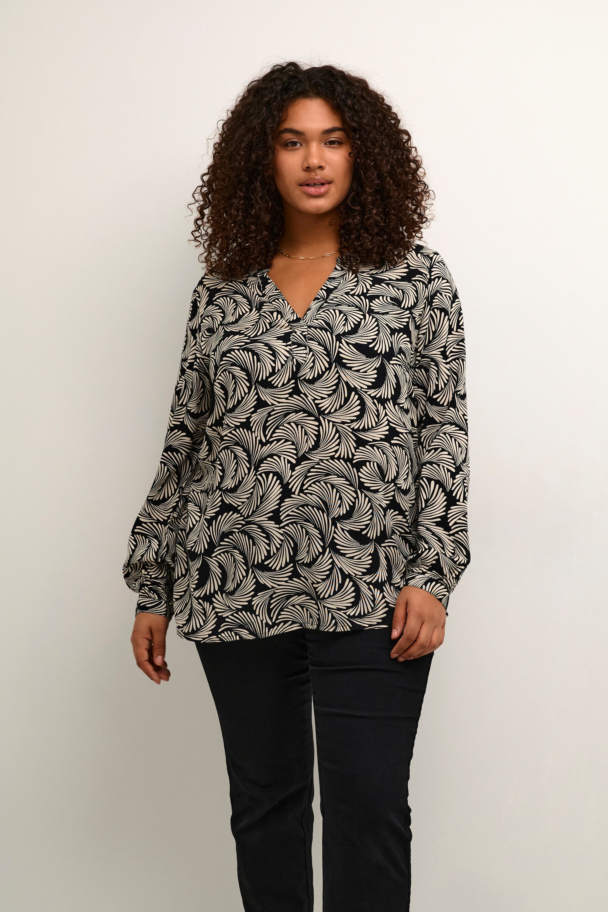 KAFFE Curve Langarmbluse Langarm-Bluse KCmirta Große günstig online kaufen