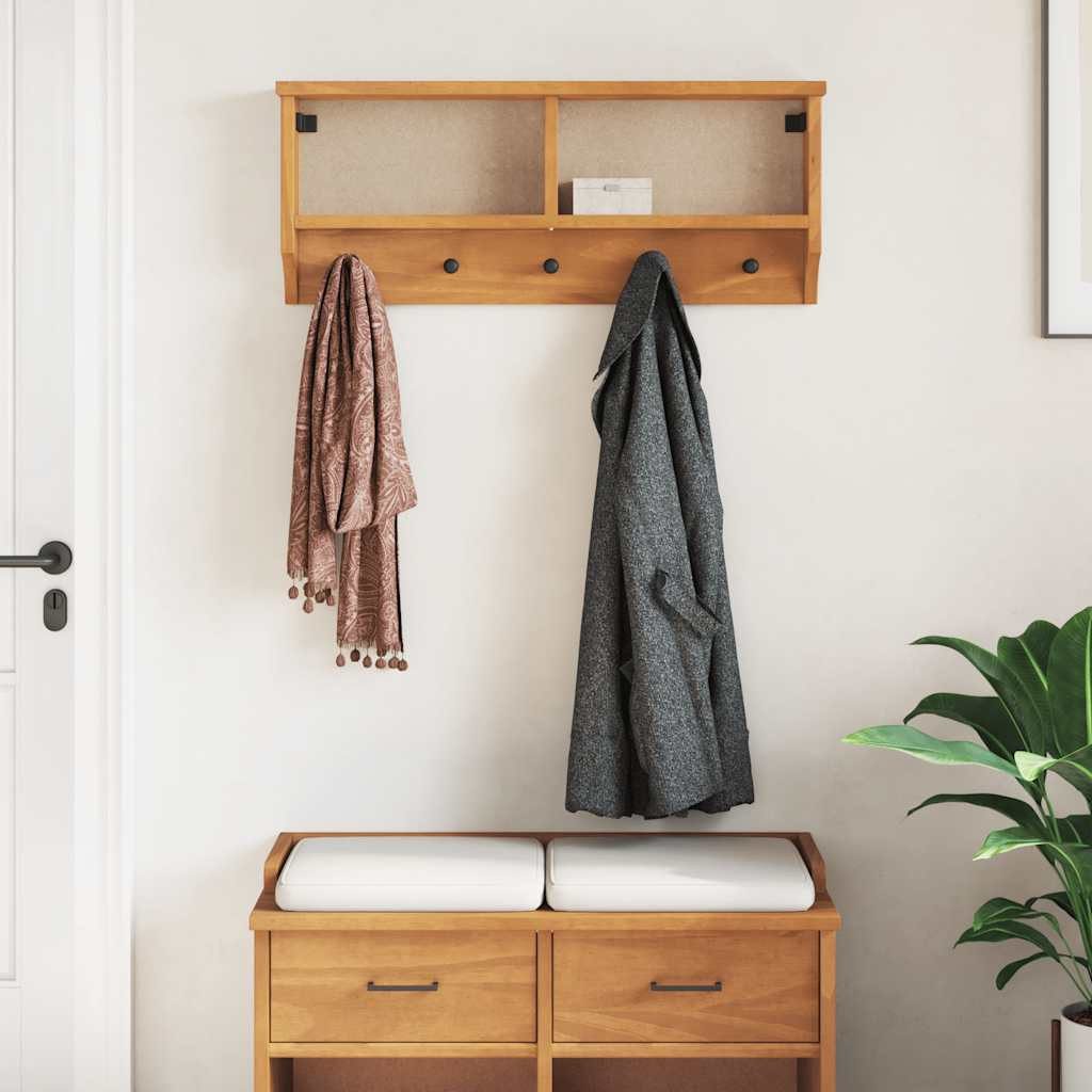 vidaXL Garderobenständer Wandgarderobe SANDNES 87x12x35 cm Massivholz Kiefer, (1 St)