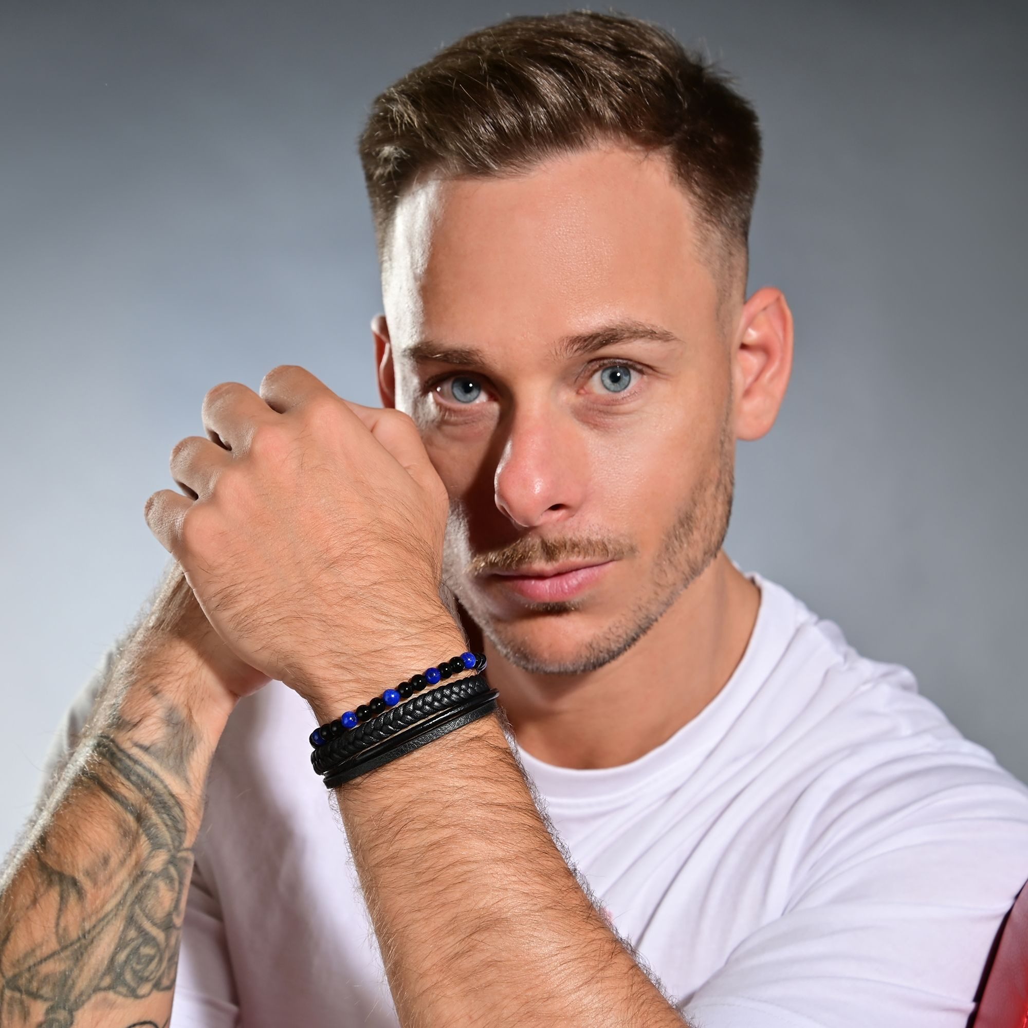 Armband Armband – Lederarmband aus Leder mit Sodalith 23 cm