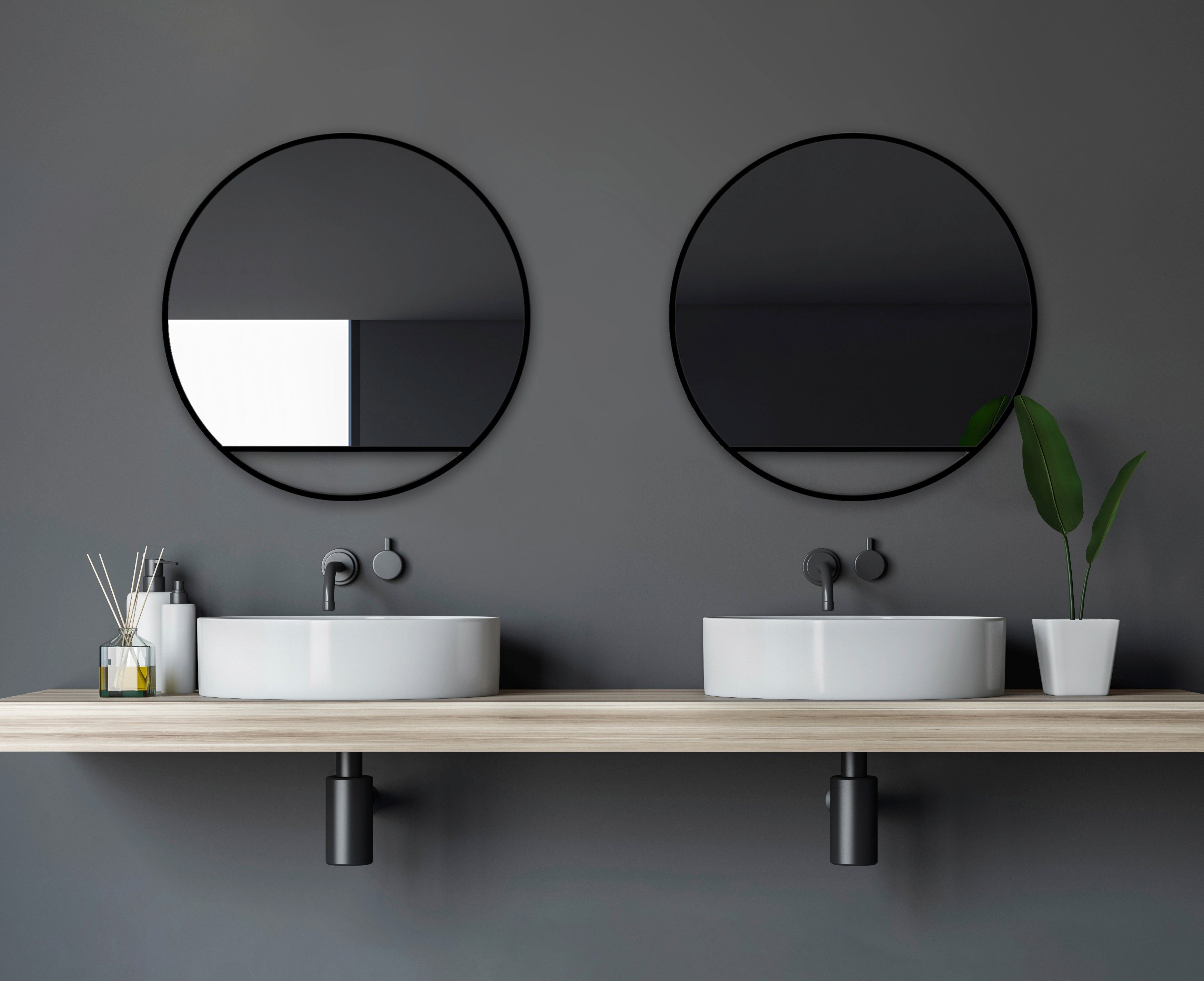 Ø runder Spiegel cm mit dekorativer Wandspiegel, 60 Talos Aluminiumrahmen,
