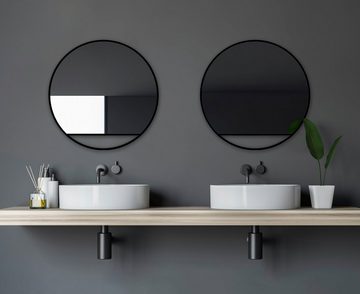 Talos Wandspiegel, dekorativer runder Spiegel mit Aluminiumrahmen, Ø 60 cm