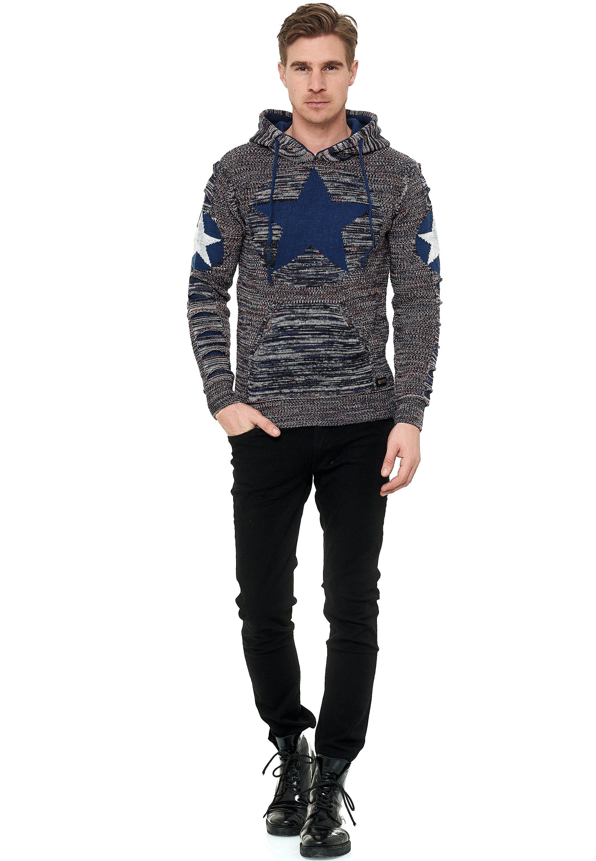 blau-grau Kapuzensweatshirt Neal mit Rusty Stern-Design großem