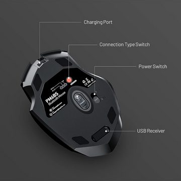 Haiaveng Maus kabellos Ergonomische tragbare Maus Bluetooth ergonomische Maus (Silent wiederaufladbare Bluetooth-Funkmaus (Tri-Mode: BT 5.0/3.0+2.4G)