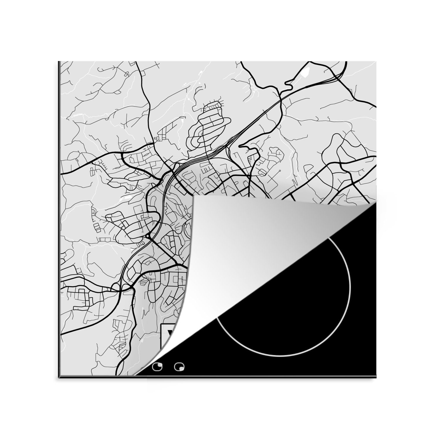 für - küche 78x78 Ceranfeldabdeckung, - - Vinyl, Velbert Herdblende-/Abdeckplatte Arbeitsplatte Karte Deutschland cm, Stadtplan, tlg), MuchoWow (1