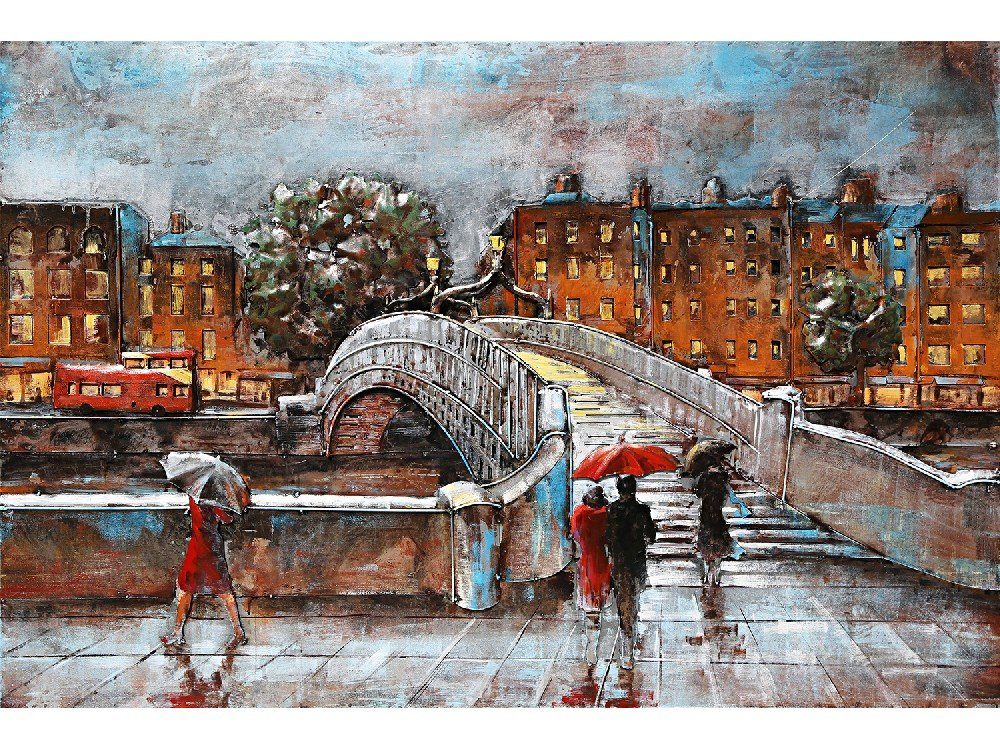 IDYL Metallbild mit 3D-Effekt "Half Penny Bridge" Dublin - 80 x 120 x 6 cm