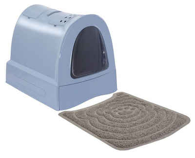 PETGARD Katzentoilette »Sparpack Katzentoilette«, mit Schublade Tragegriff Staufach blau und Vorlegematte
