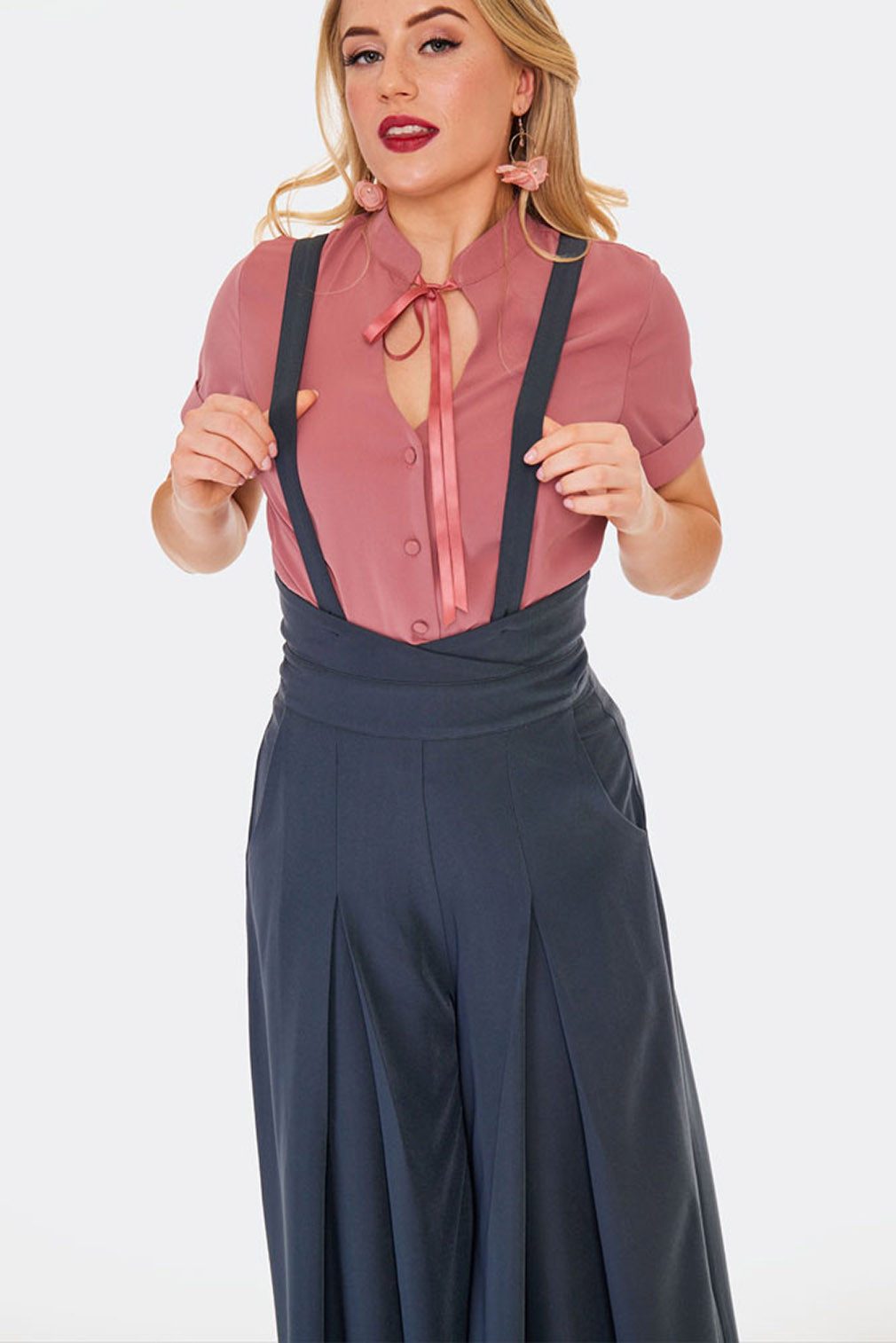 Voodoo Vixen Marlene-Hose Grey Wide Trousers günstig online kaufen