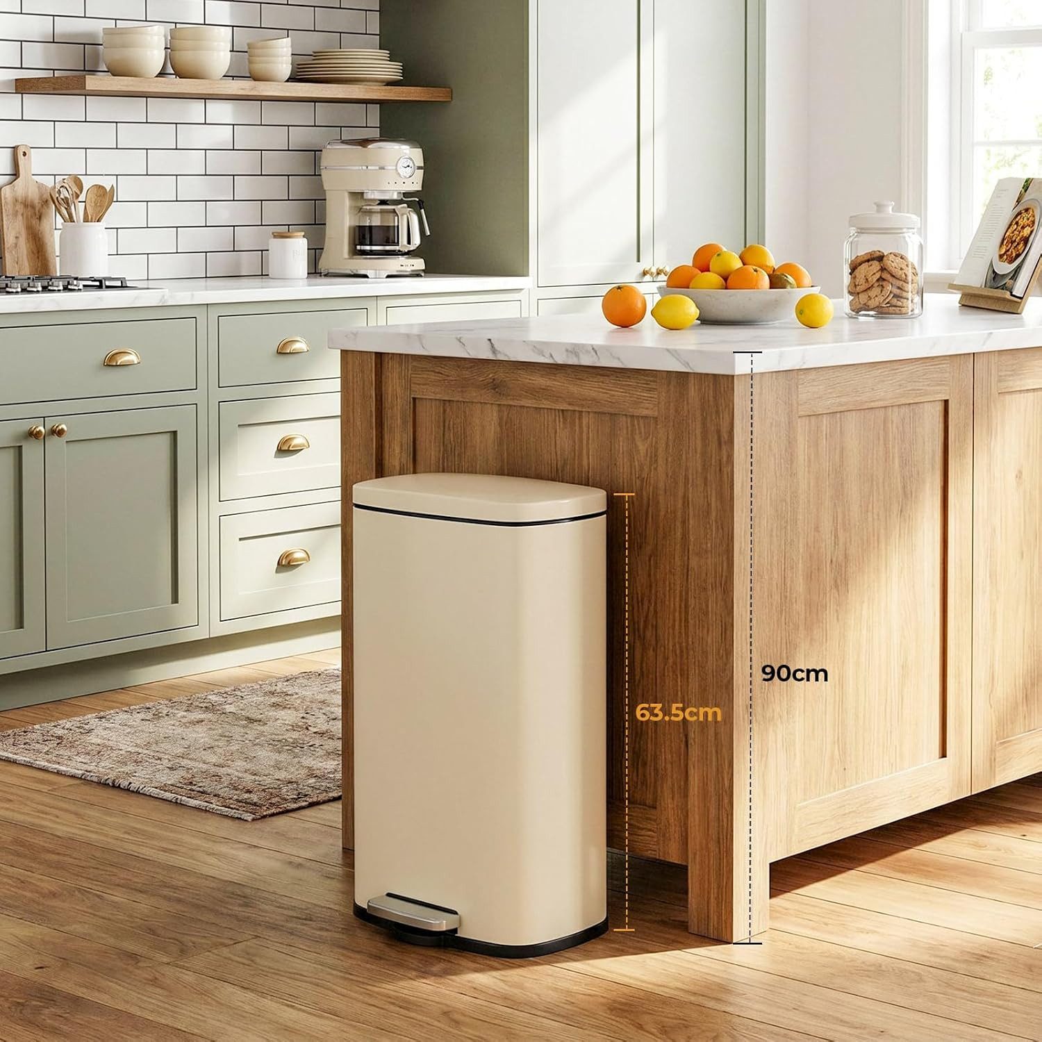 TLGREEN Mülleimer 50l aus Edelstahl,Abfalleimer mit Deckel, Soft-Close Tretmülleimer,für Küche, Badezimmer, Büro – Bild 2 von 5