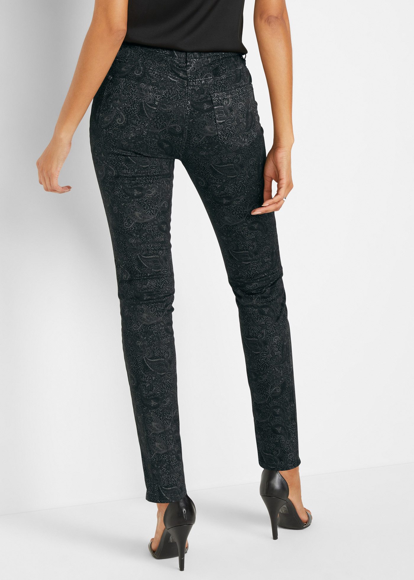 bonprix Webhose aus Baumwolle und Elasthan, Slim fit Passform, Twillhose mit Druck