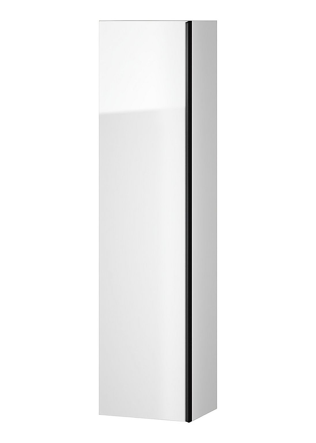 160x40x30 Weiß KOLMAN Badezimmerschrank, Hochschrank Möbelgriffe mit Spiegel Hochhängeschrank Tür Schwarz VIRGO