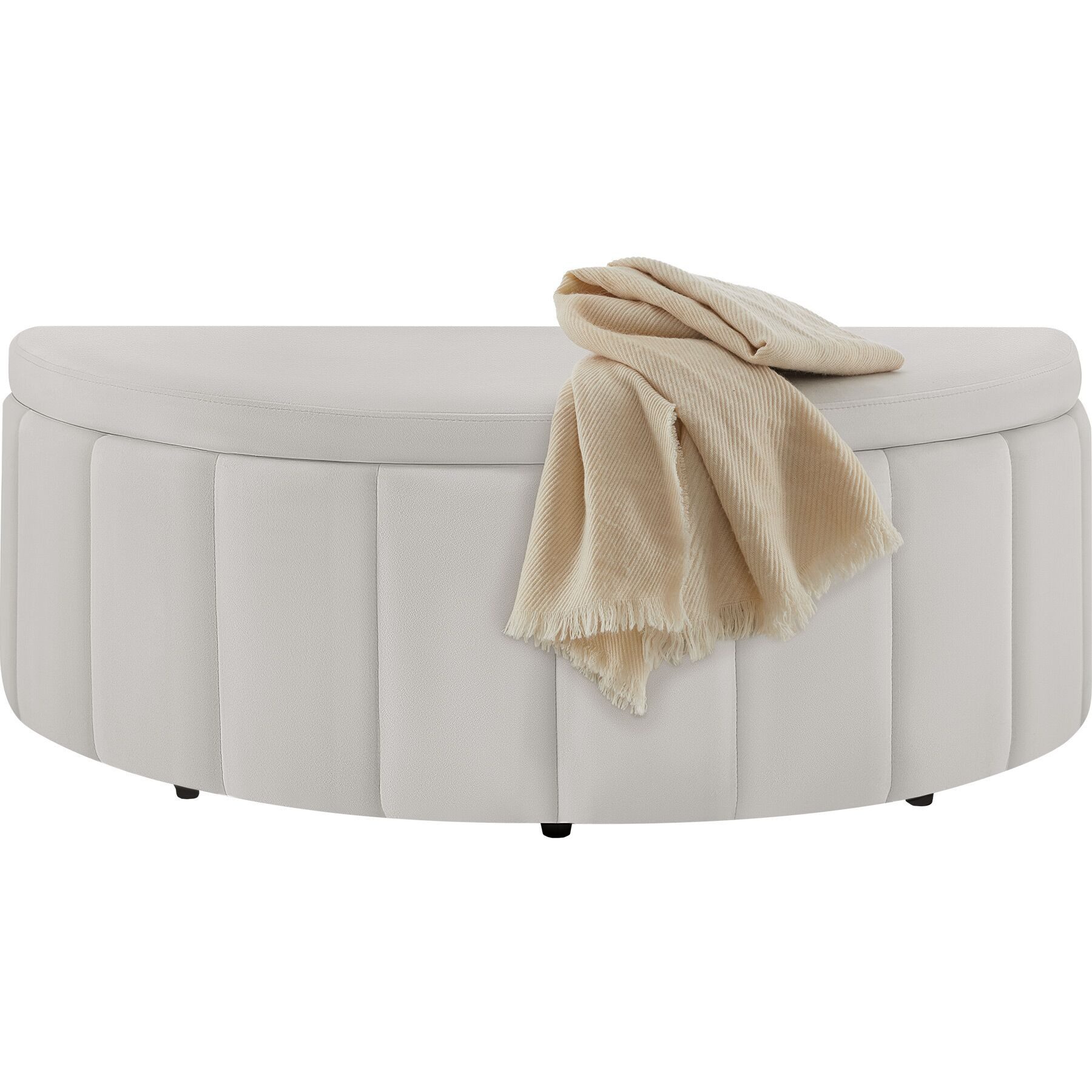 tectake Bank Polsterbank mit Stauraum Belastbarkeit 150 kg, 108 x 48 x 38,5 cm (Polsterbank Moon, in Samtoptik Taupe), Polsterdeckel mit Gasdruckfedersystem, mit Samt oder Bouclé