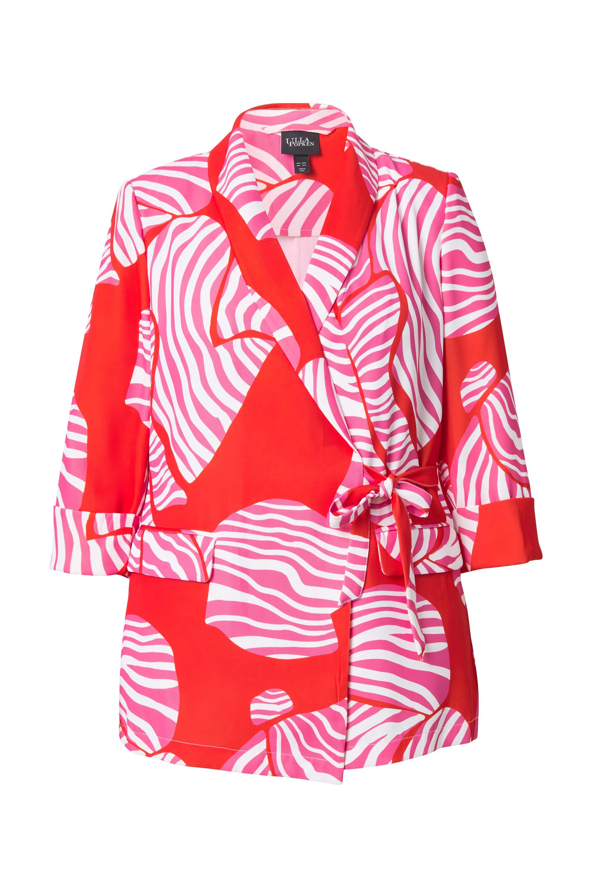 Ulla Popken Blusenblazer Jerseyblazer Schleifen Schalkragen 3/4-Arm