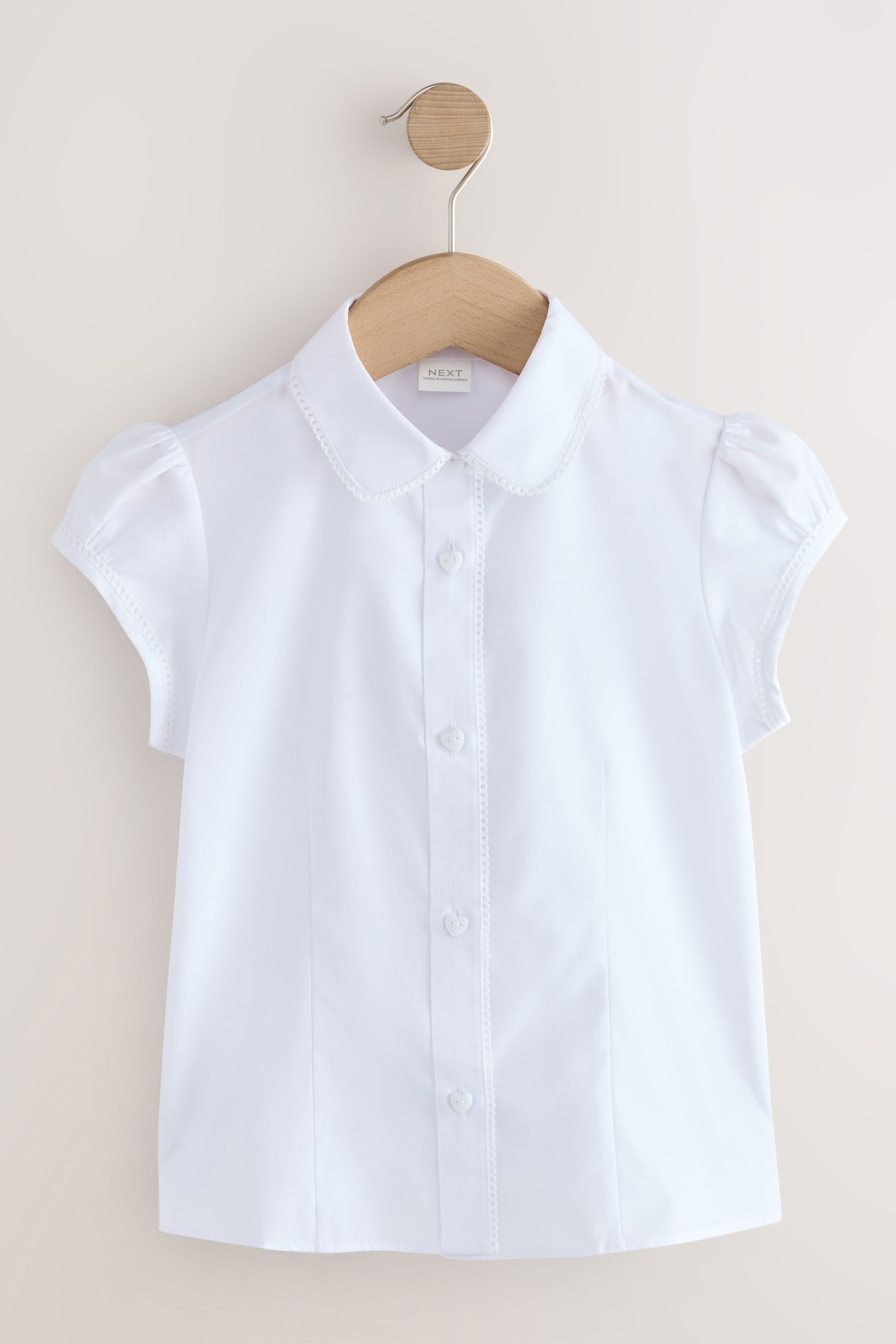 Shirtbluse 2er-Pack Kurzarmblusen mit Spitzenrand am Kragen