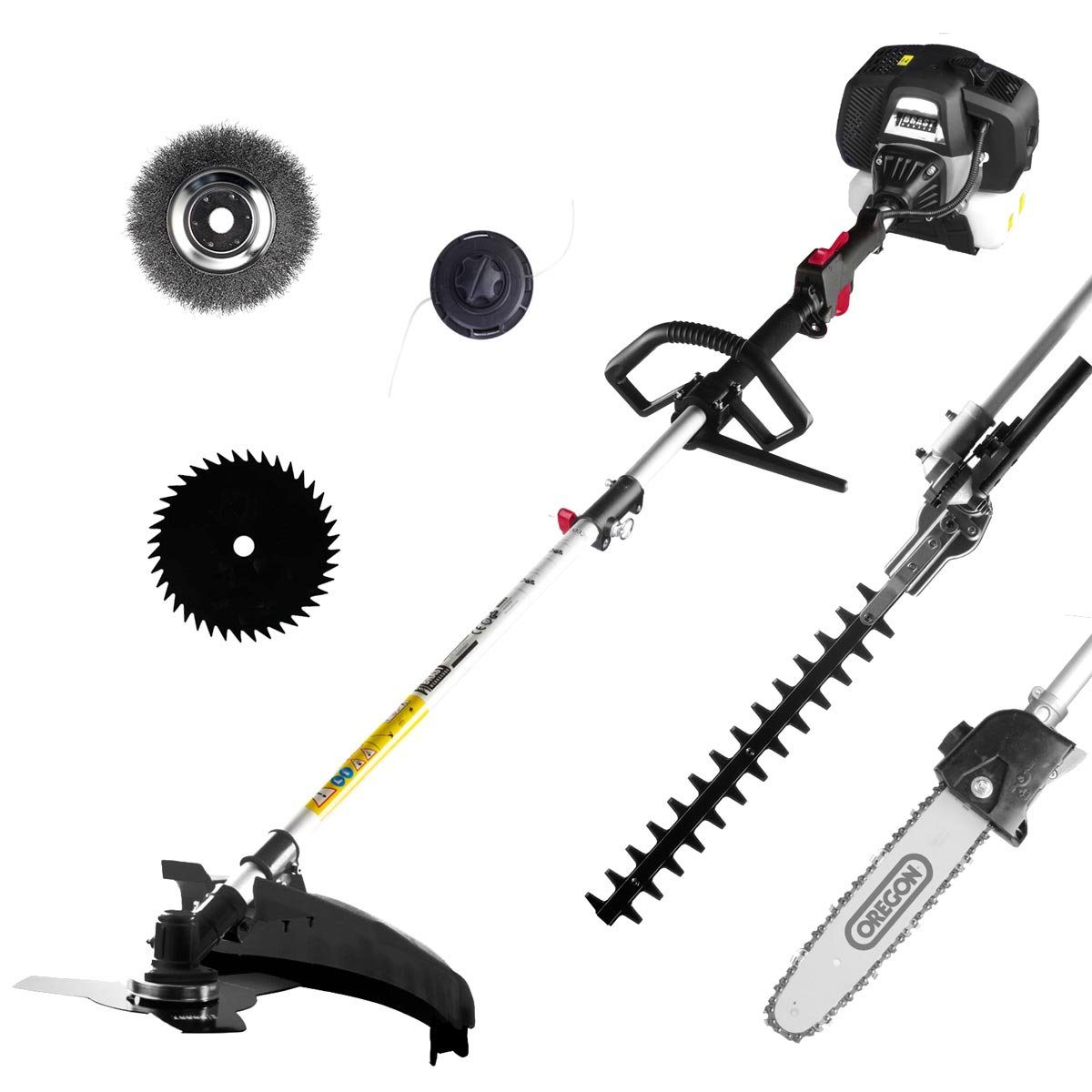 BRAST Benzin-Motorsense Multitool Freischneider Benzin, 2,2 kW (3,0 PS), 6in1 Funktion, TÜV geprüft, Elektro-Start