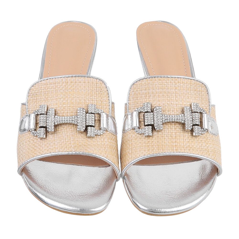 Ital-Design Elegante Peeptoe-Pantoletten mit Absatz für Damen Pantolette (89930055) Pfennig-/Stilettoabsatz Sandalen & Sandaletten in Beige – Bild 4 von 5