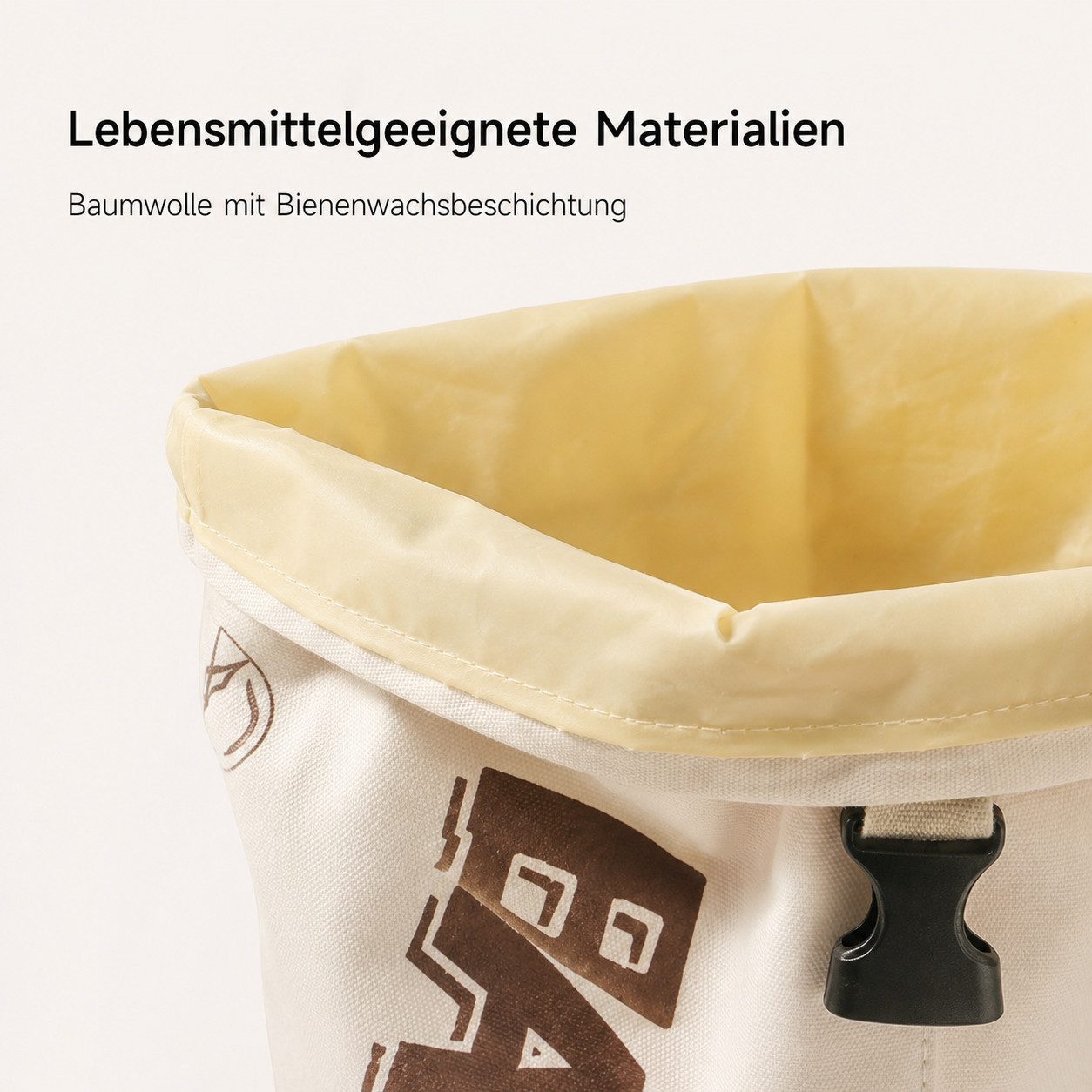 Diwzbyn Brottasche Bienenwachs Brotbeutel,42x33 cm Brotbeutel mit Bienenwachs – Bild 4 von 5
