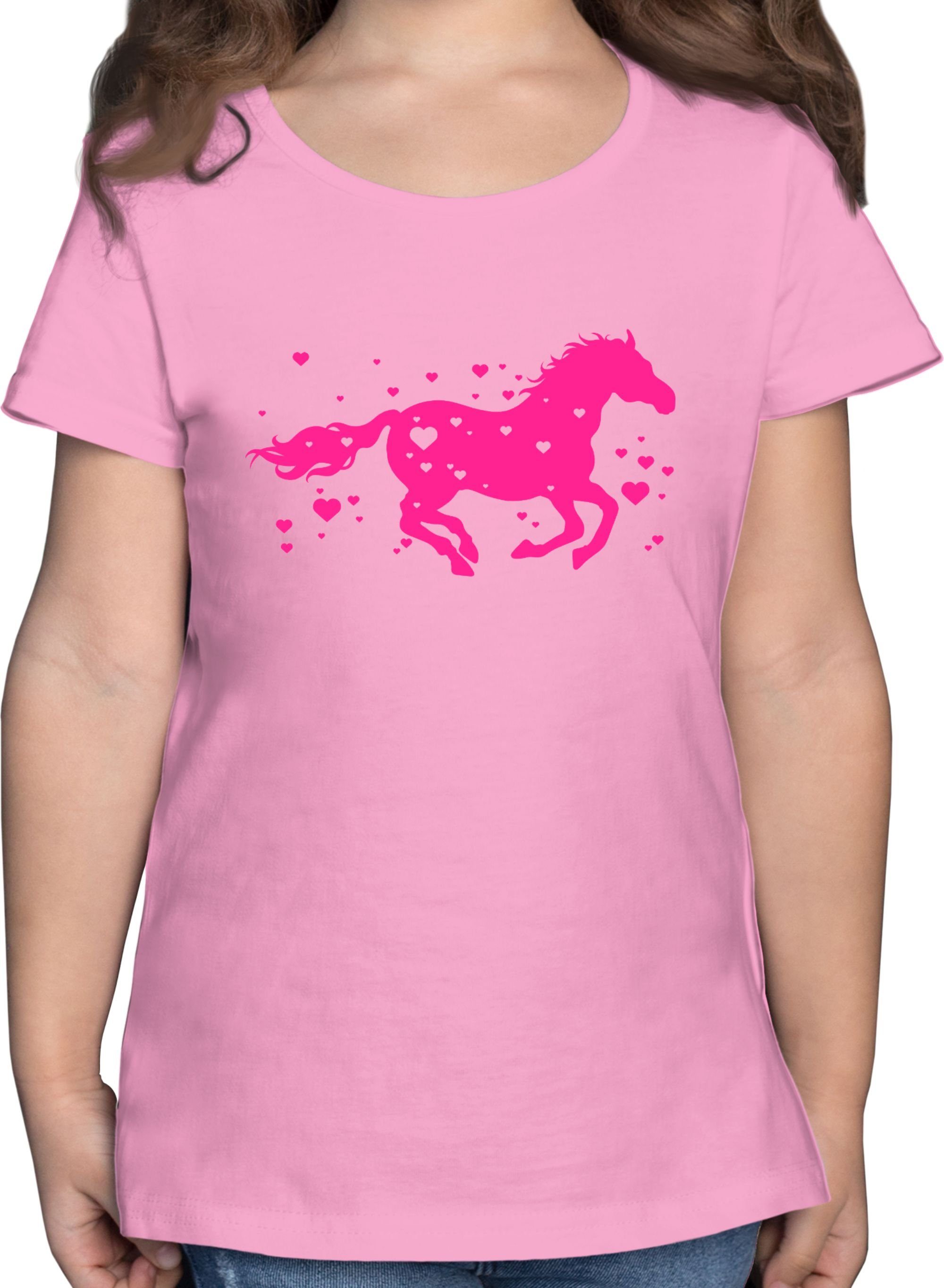 Shirtracer T-Shirt Pferd Reitpferd Springpferd Pferd 1 Rosa