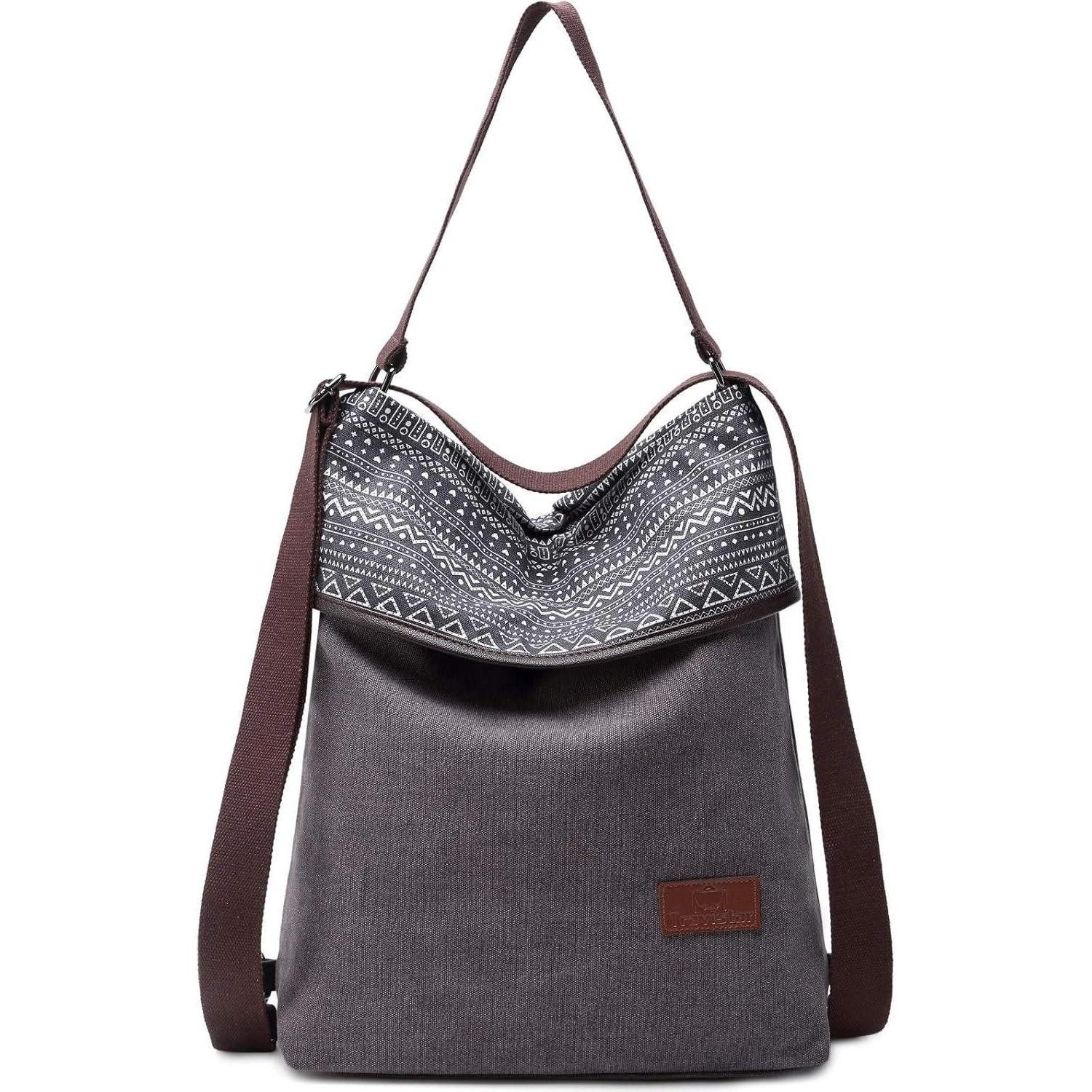 Umhängetasche Damen Canvas Schultertasche Rucksack Handtasche Vintage Anti Diebstahl