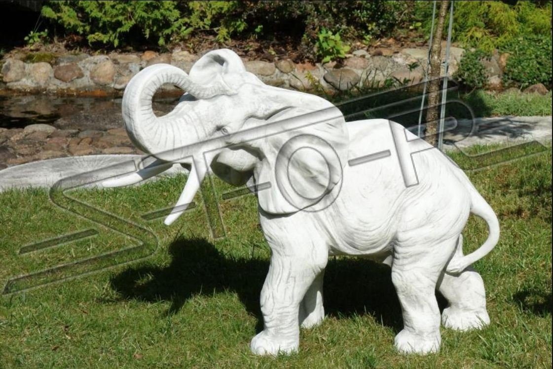 Statue Skulptur Elefant Figur Figuren Terrasse Deko Dekoration Garten Stein JVmoebel Neu
