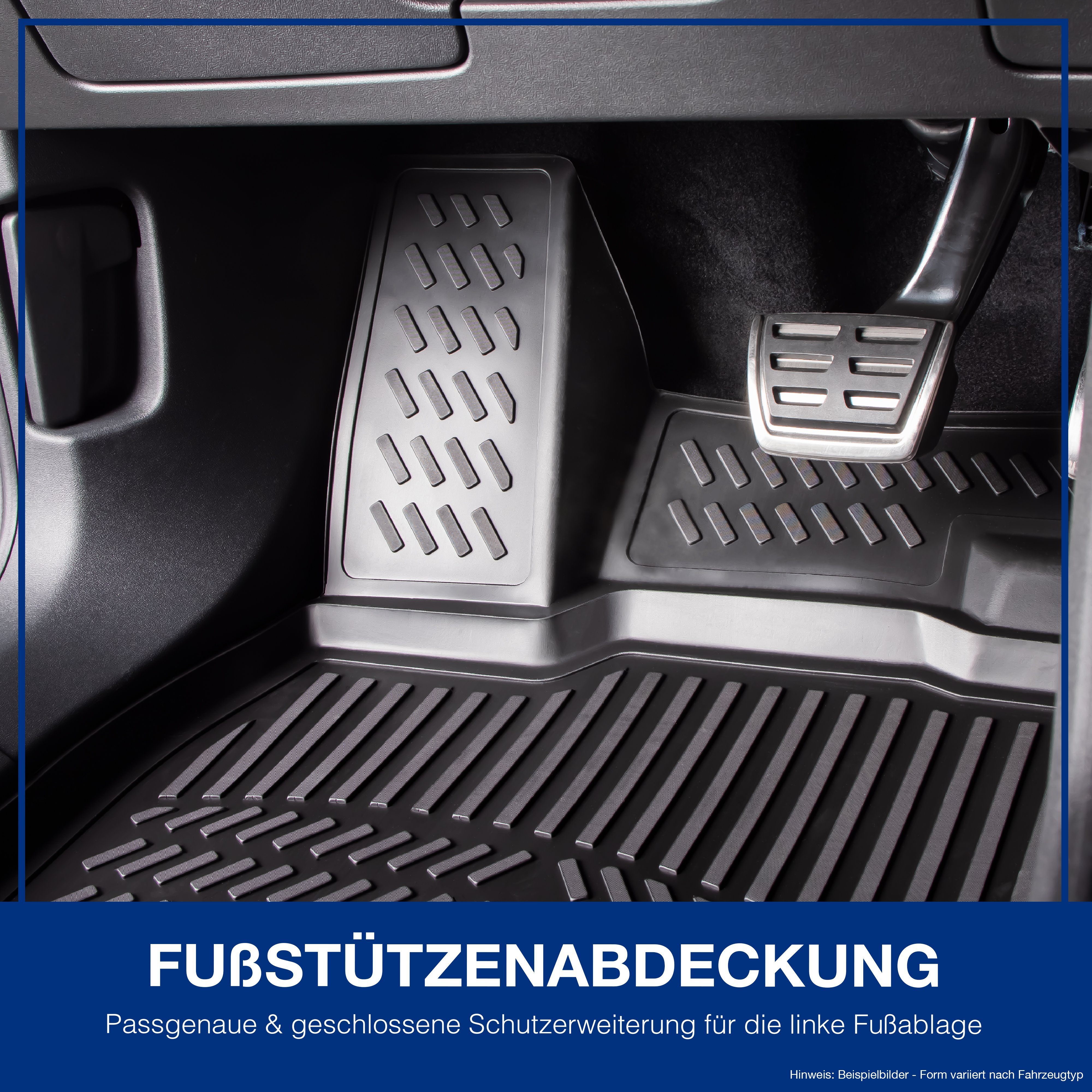 Zubehör Extra Ladeboden) Rand hoher Gummimatten ELMASLINE & (Standard für Kofferraumwanne (5 St), ID.4, - für ID.4 VW 3D VW Passform-Fußmatten