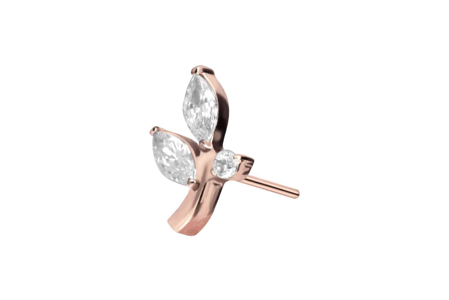 Piercing-Set Titan Aufsatz mit Push Pin KRISTALLZWEIG