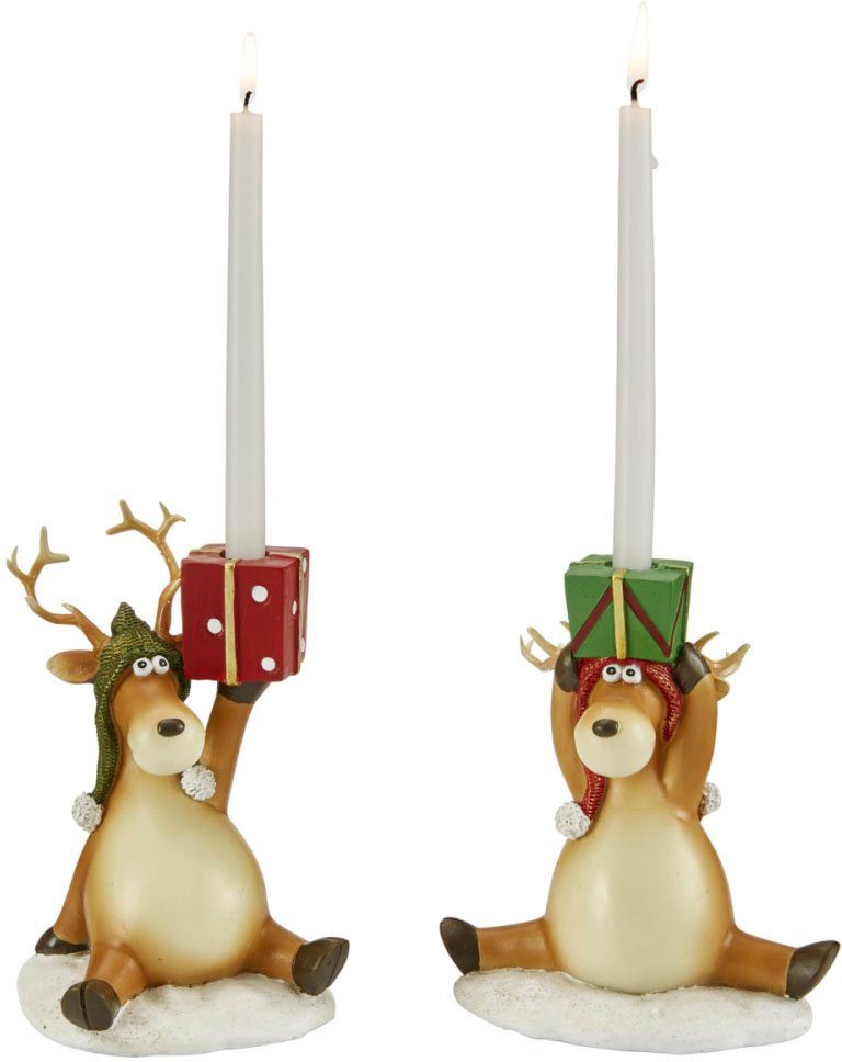 Schneider Kerzenhalter Geschenke, Weihnachtsdeko (Set, 11,5 ca. Polyresin, Höhe St), cm 2 aus