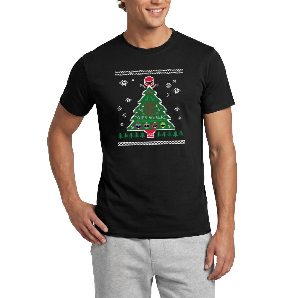Spreadshirt T-Shirt Power Rangers Ugly Christmas Weihnachtsbaum Männer T-Shirt (1-tlg)