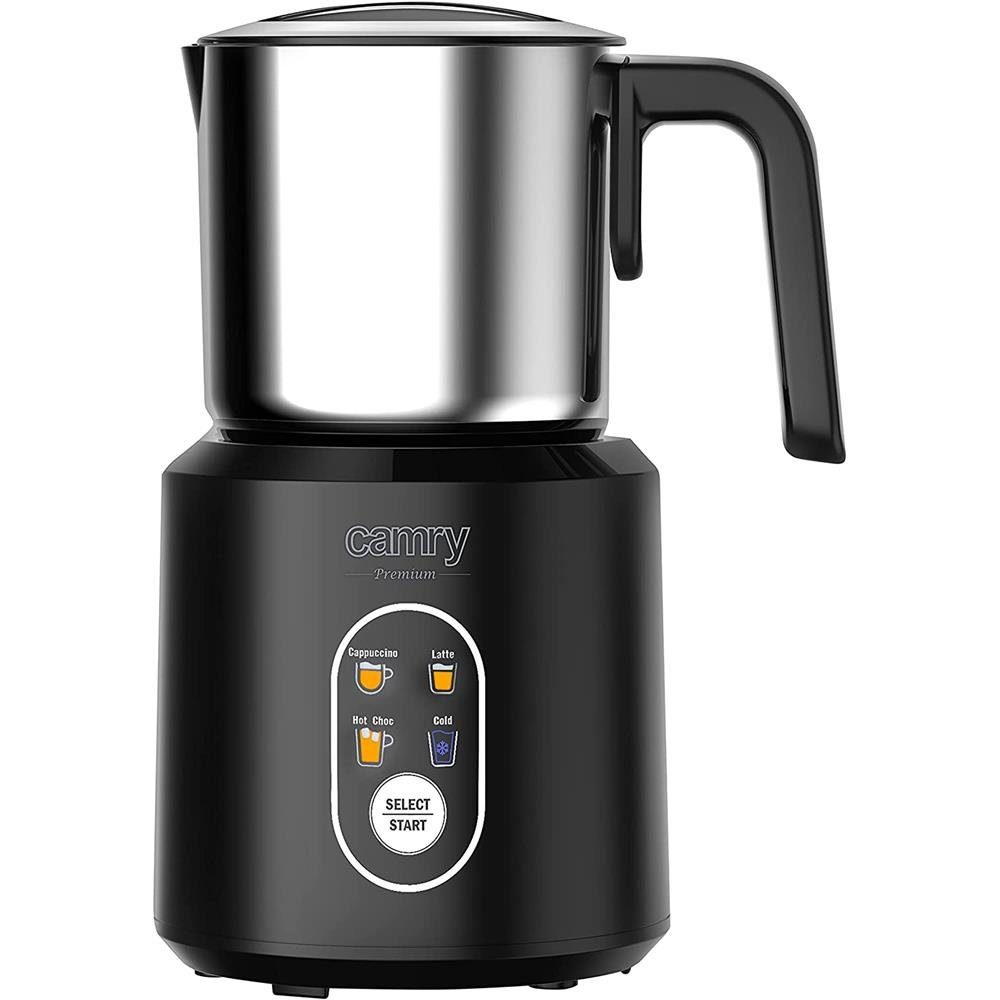 Camry Milchaufschäumer CR 4498, 1000W, 350 ml, Aufschäumen und Erhitzen, Edelstahl, schwarz