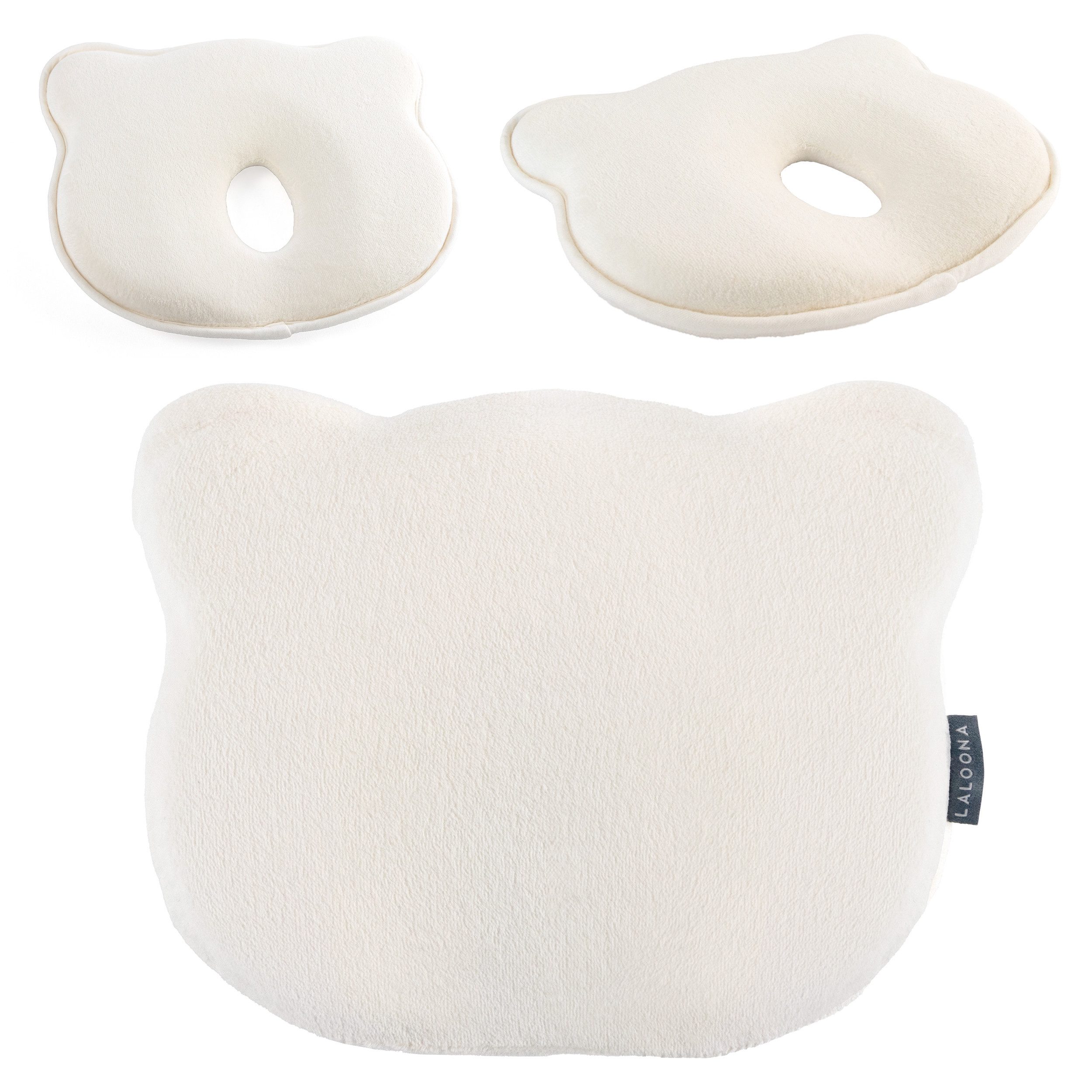 LaLoona Babykissen beige, Babykissen gegen Kopfverformung / Plattkopf Kopfkissen für Neugeborene